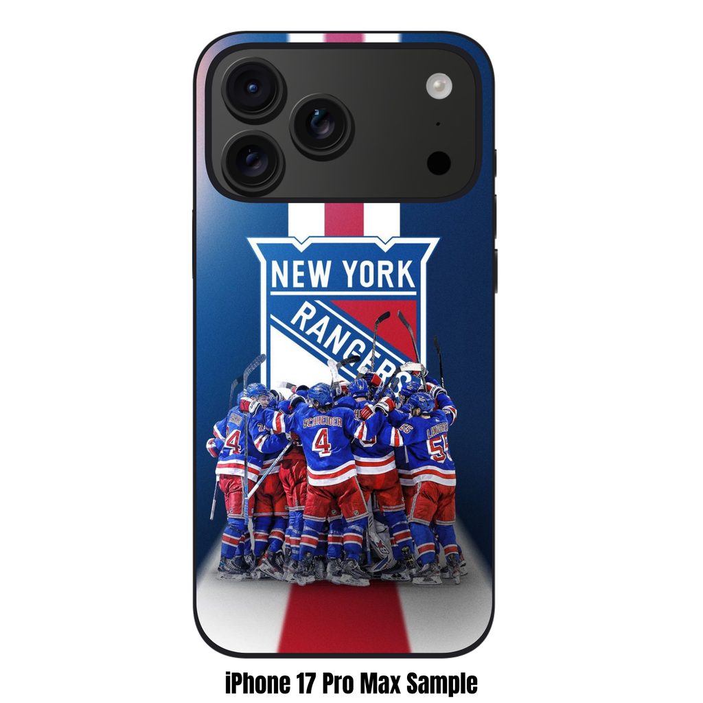 NHL New York Rangers Phone Case For iPhone Samsung Galaxy Pixel - New York Rangers Celebration On Red And White Striped Background