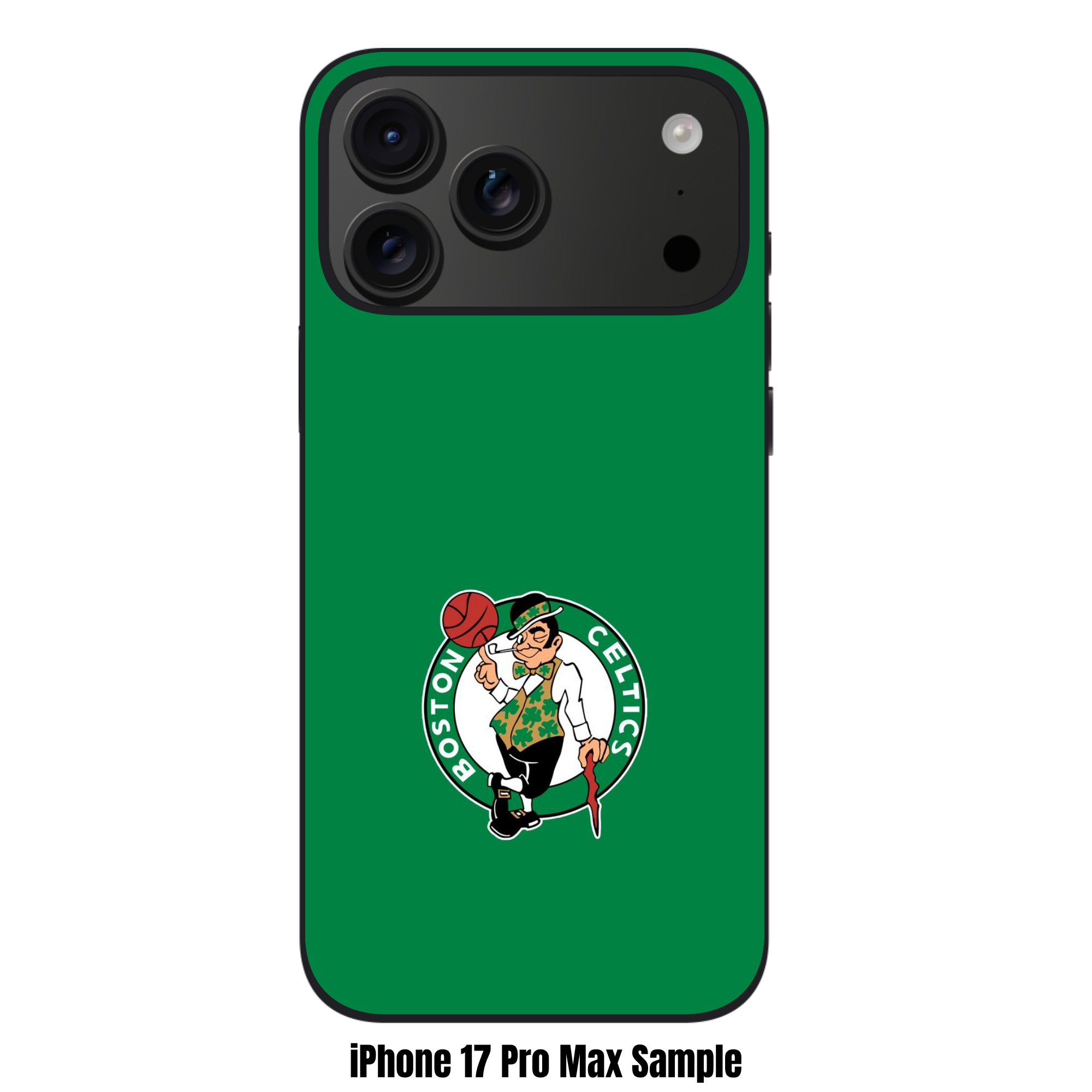 NBA Boston Celtics Phone Case For iPhone Samsung Galaxy Pixel - Boston Celtics Lucky The Leprechaun Logo On Green Background