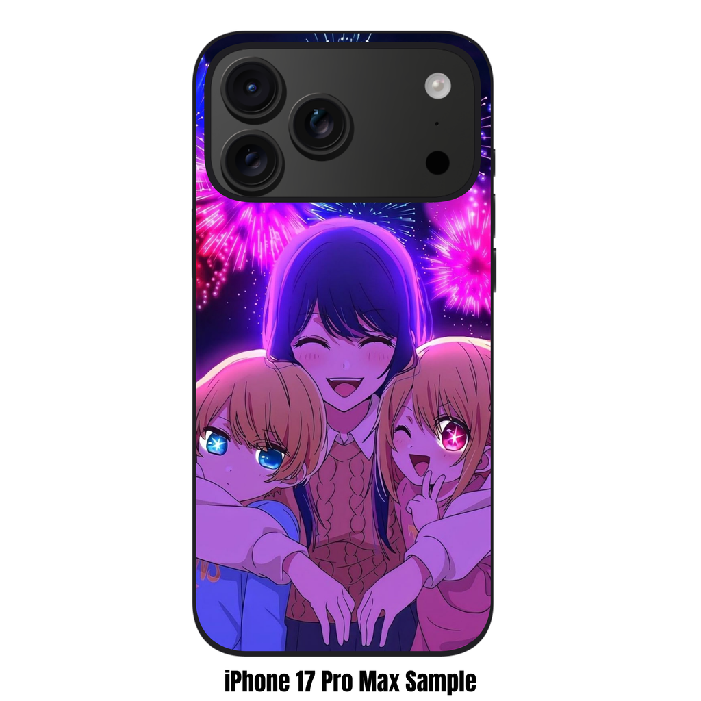 Oshi No Ko Phone Case For iPhone Samsung Galaxy Pixel - The Hoshino Family Hugging In Front Of Fireworks