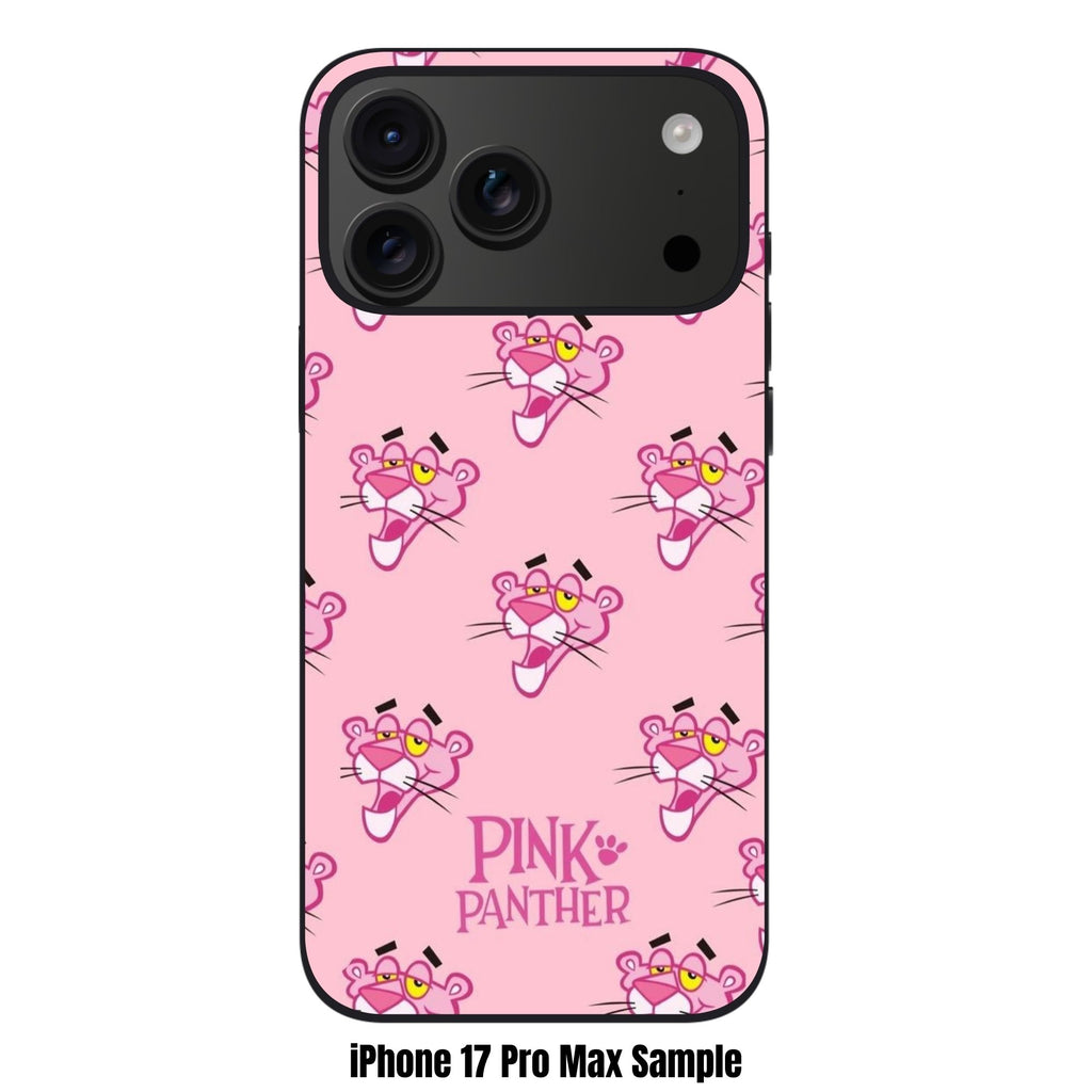 Pink Panther Phone Case For iPhone Samsung Galaxy Pixel - Pink Panther Faces Pattern In Pink Background