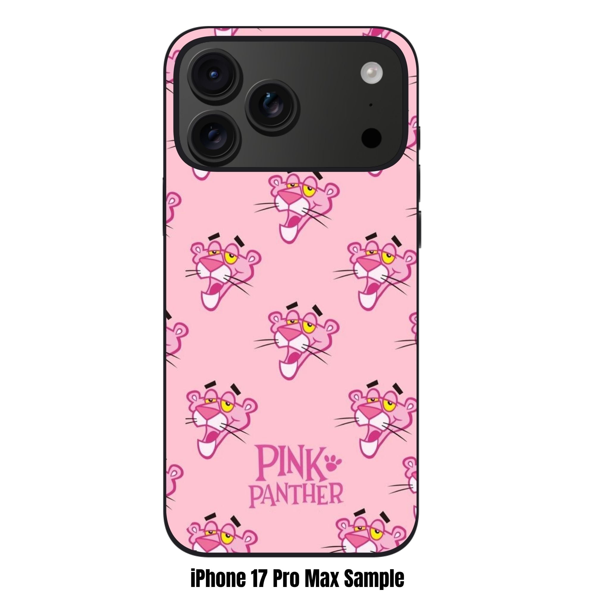 Pink Panther Phone Case For iPhone Samsung Galaxy Pixel - Pink Panther Faces Pattern In Pink Background