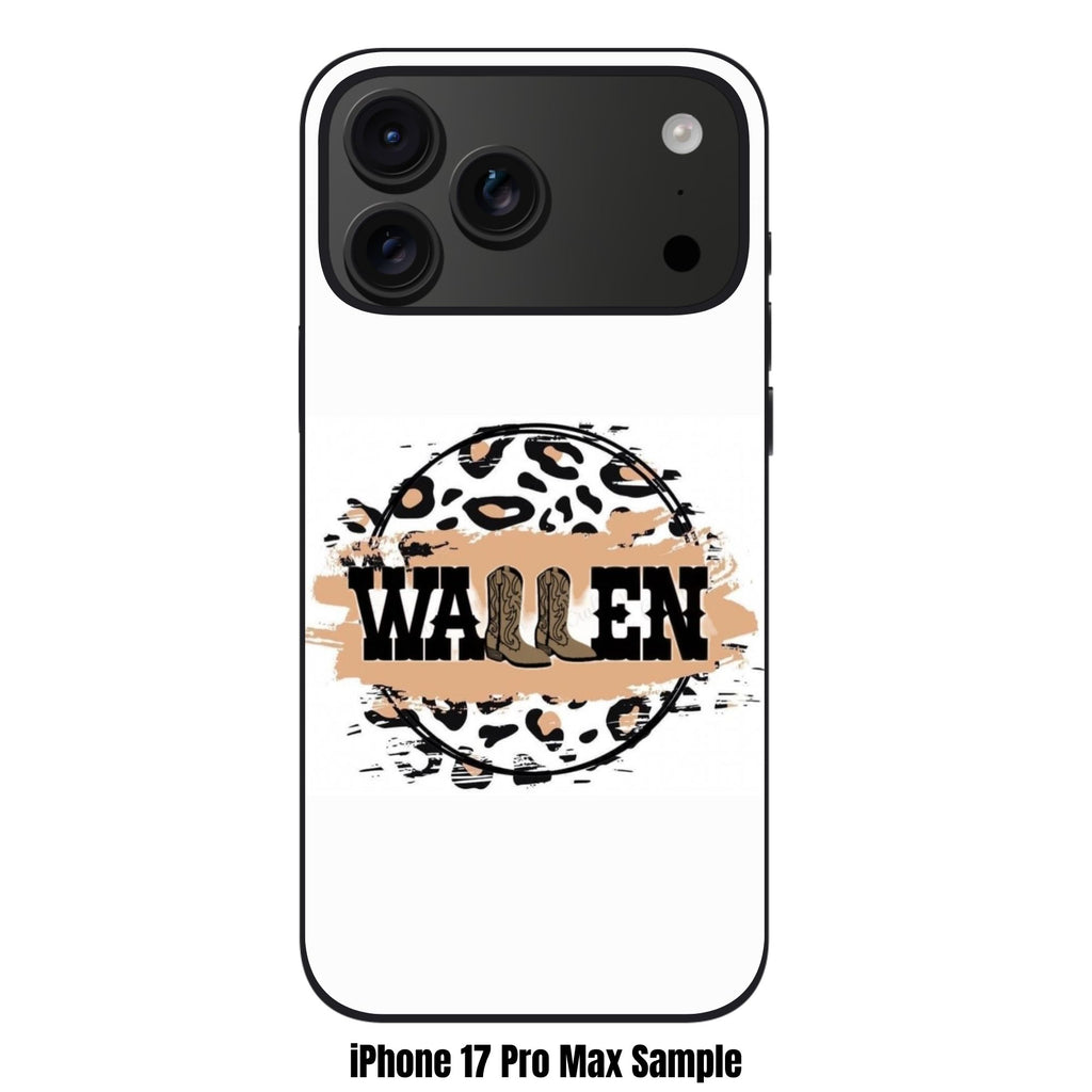 Morgan Wallen Phone Case For iPhone Samsung Galaxy Pixel - Morgan Wallen Cheetah Print Graphic With Cowboy Boots In White Background