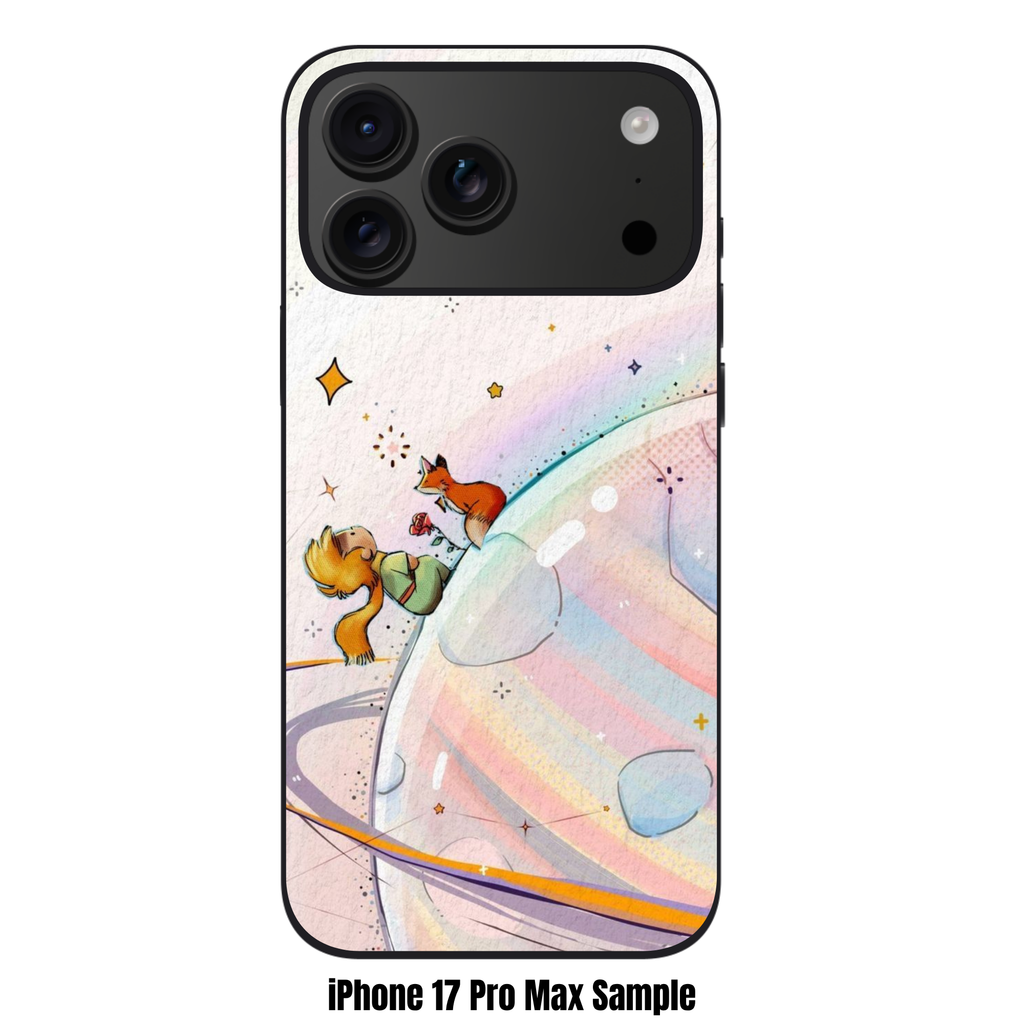 The Little Prince Phone Case For iPhone Samsung Galaxy Pixel - The Little Prince And Fox On Pastel Rainbow Planet Background