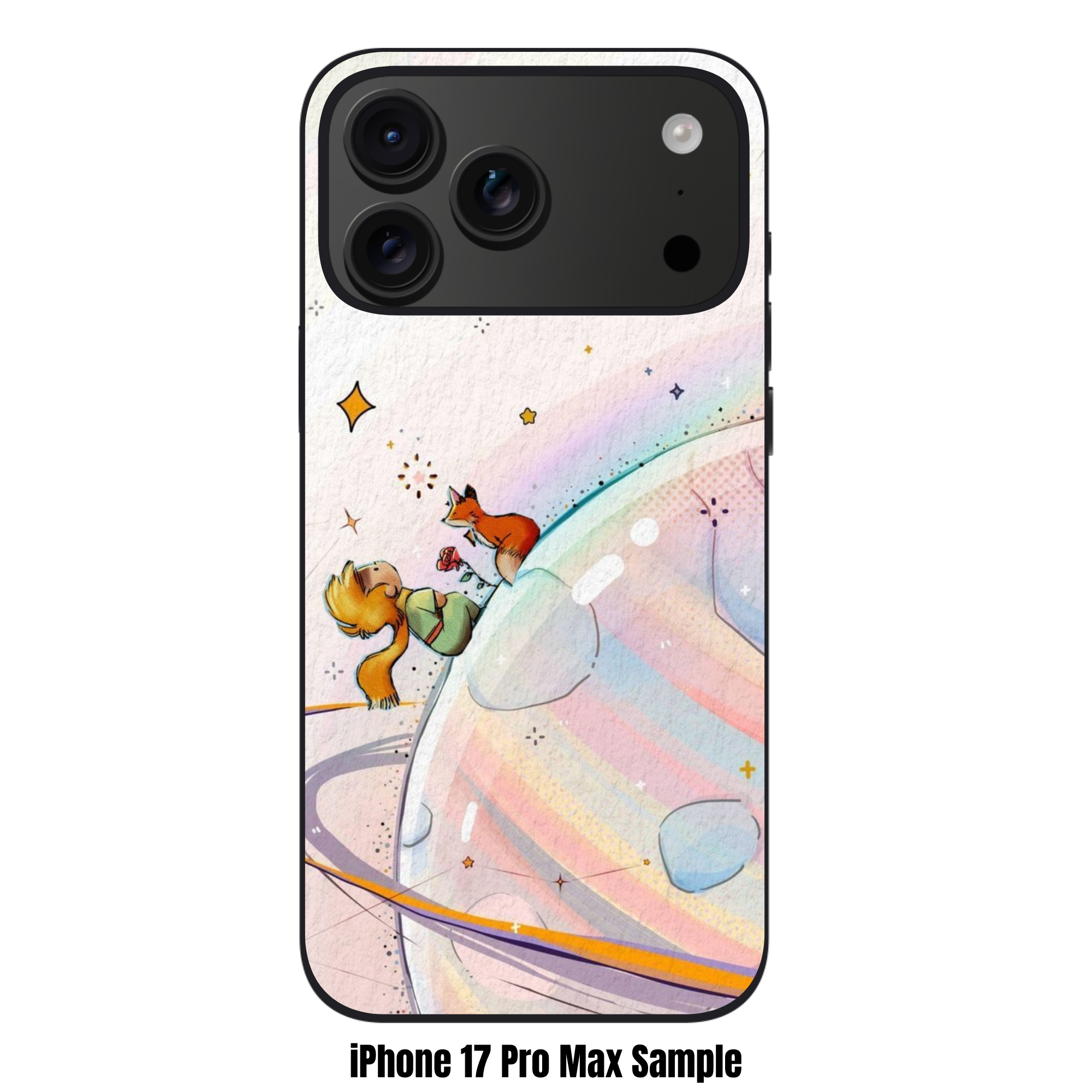 The Little Prince Phone Case For iPhone Samsung Galaxy Pixel - The Little Prince And Fox On Pastel Rainbow Planet Background