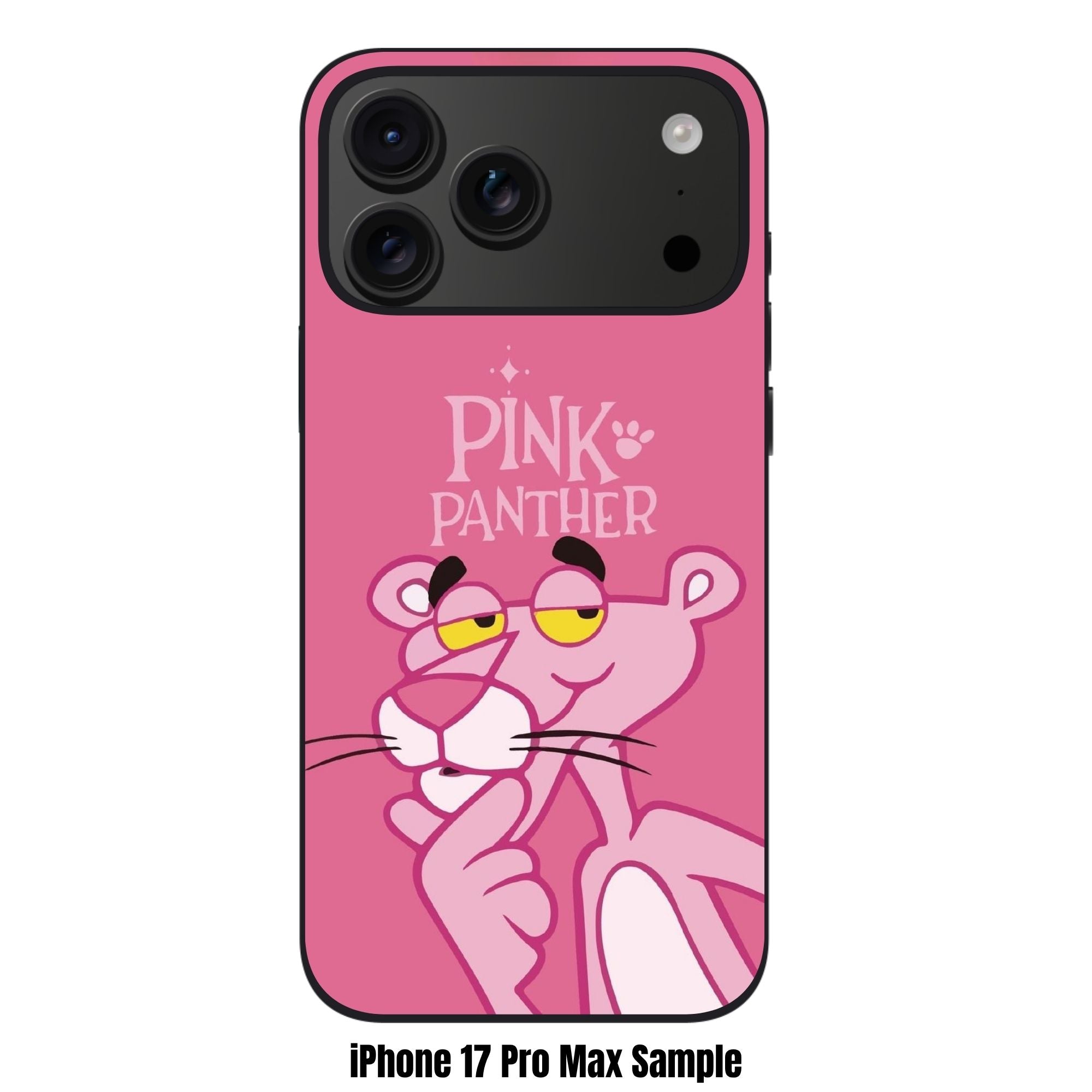 Pink Panther Phone Case For iPhone Samsung Galaxy Pixel - Pink Panther Thinking Under Logo In Pink Background