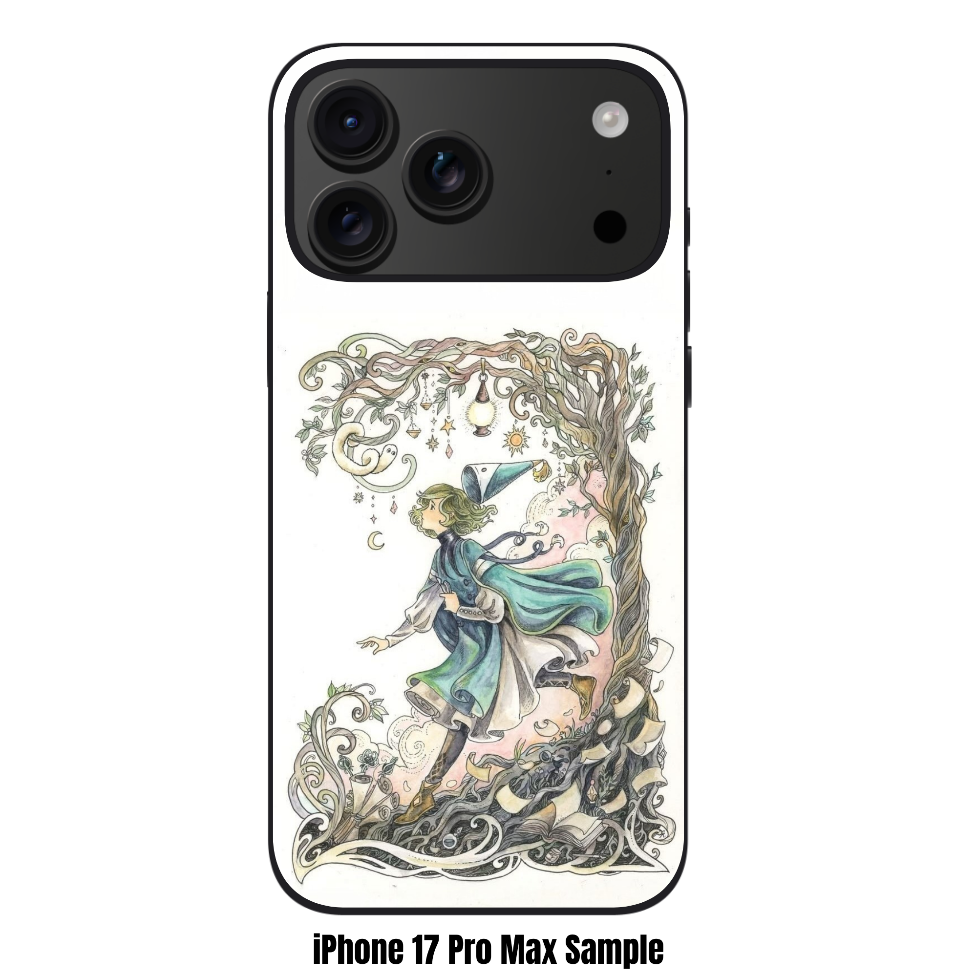 Witch Hat Atelier Coco Phone Case For iPhone Samsung Galaxy Pixel - Coco Leaping Beneath Swirling Tree Branches On White Background