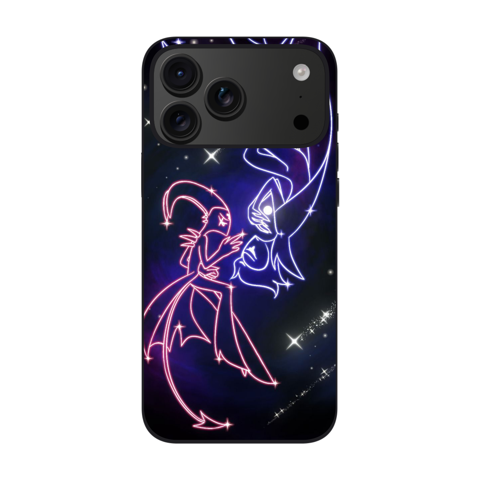 Helluva Boss Phone Case For iPhone Samsung Galaxy Pixel - Blitz And Stolas Neon Silhouette Poster