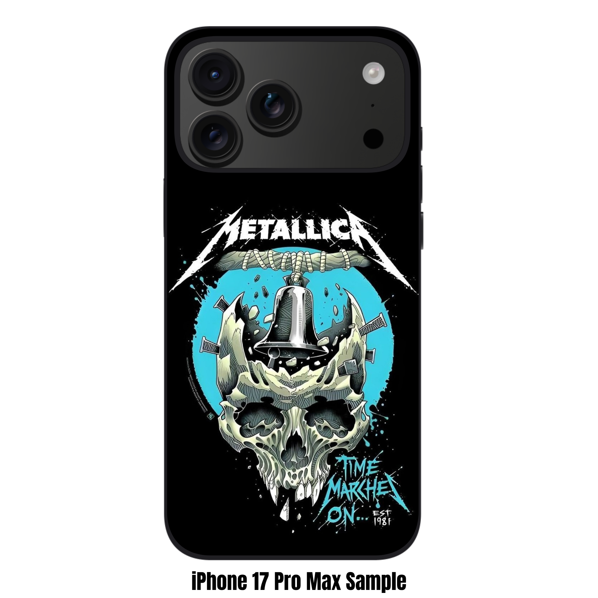 Metallica Phone Case For iPhone Samsung Galaxy Pixel - Metallica For Whom The Bell Tolls Skull On Black Background