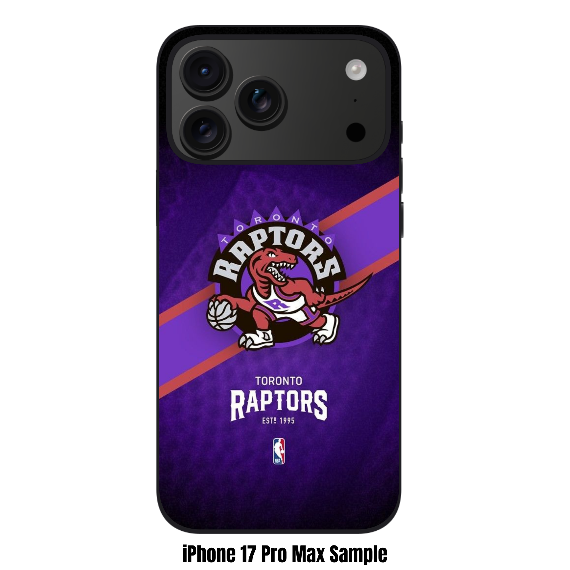 NBA Toronto Raptors Phone Case For iPhone Samsung Galaxy Pixel - Toronto Raptors Vintage Logo And Diagonal Stripe On Textured Purple Background