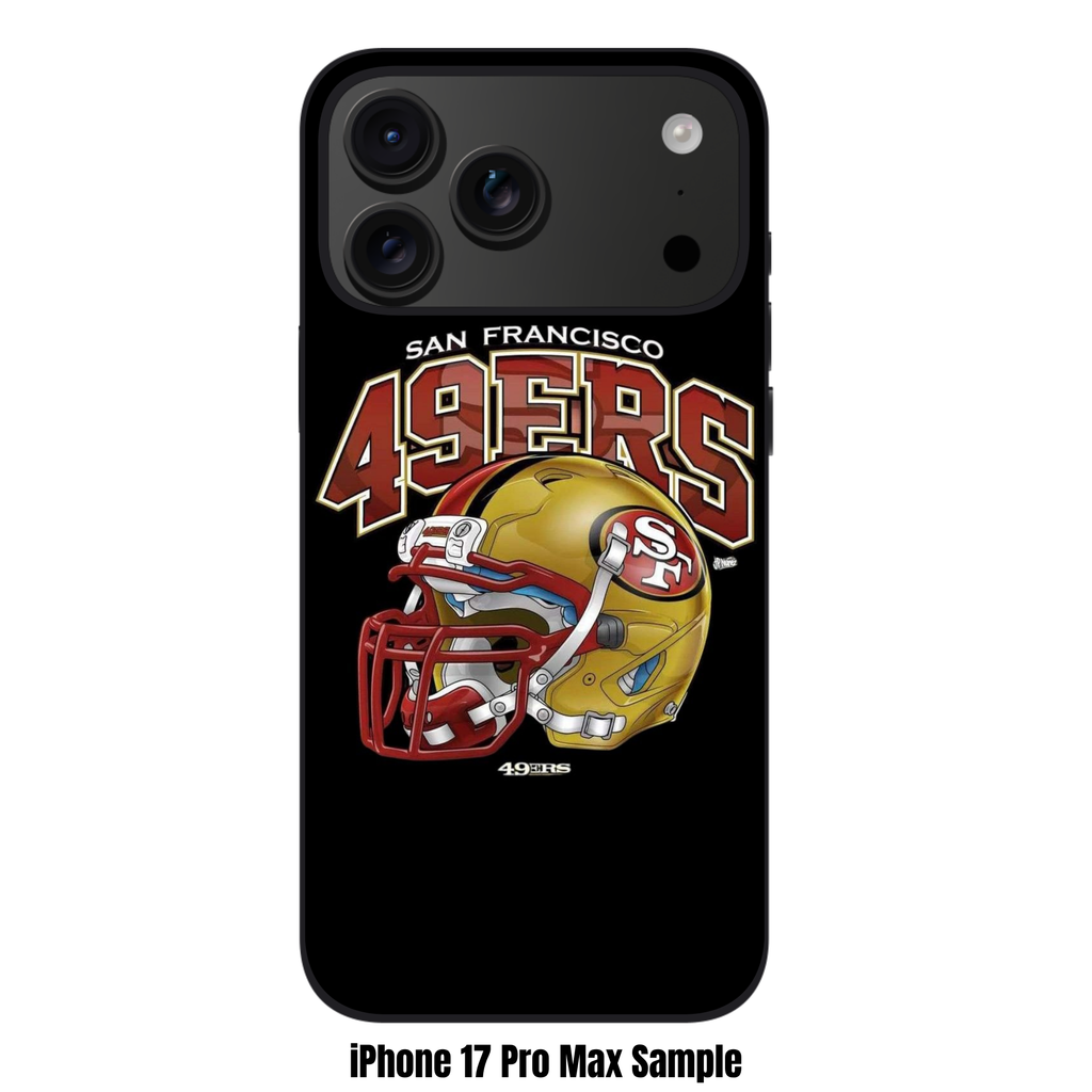 NFL San Francisco 49ers Phone Case For iPhone Samsung Galaxy Pixel - San Francisco 49ers Helmet and Wordmark on Black Background