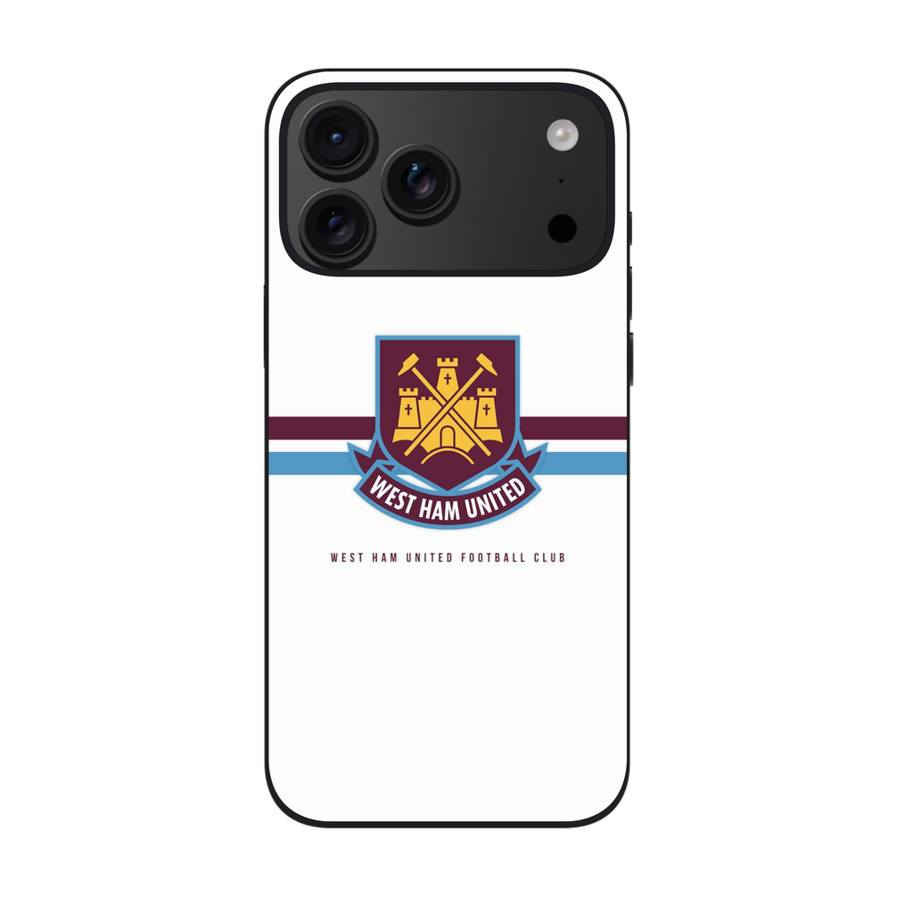 West Ham United FC Phone Case For iPhone Samsung Galaxy Pixel - West Ham United FC Crest On White Background With Claret And Blue Horizontal Stripes