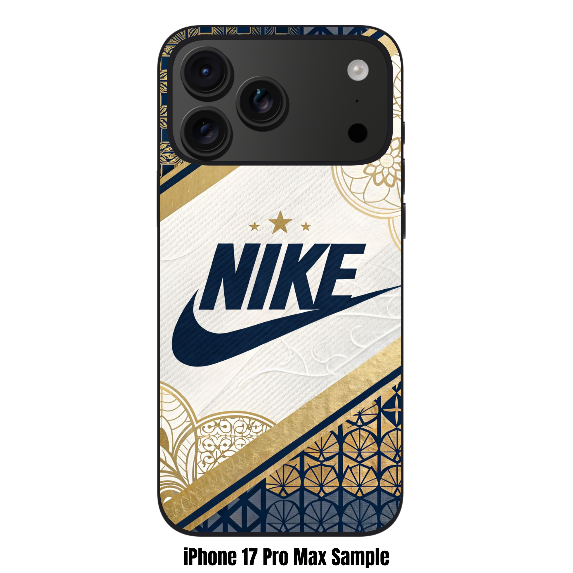 Nike Phone Case For iPhone Samsung Galaxy Pixel - Nike 3D Gold And Navy Geometric Art
