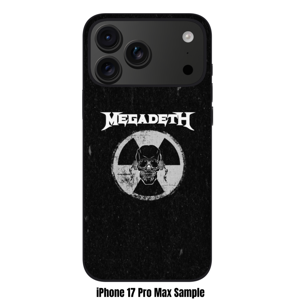 Megadeth Phone Case For iPhone Samsung Galaxy Pixel - Megadeth Logo And Vic Rattlehead On Radiation Symbol Background