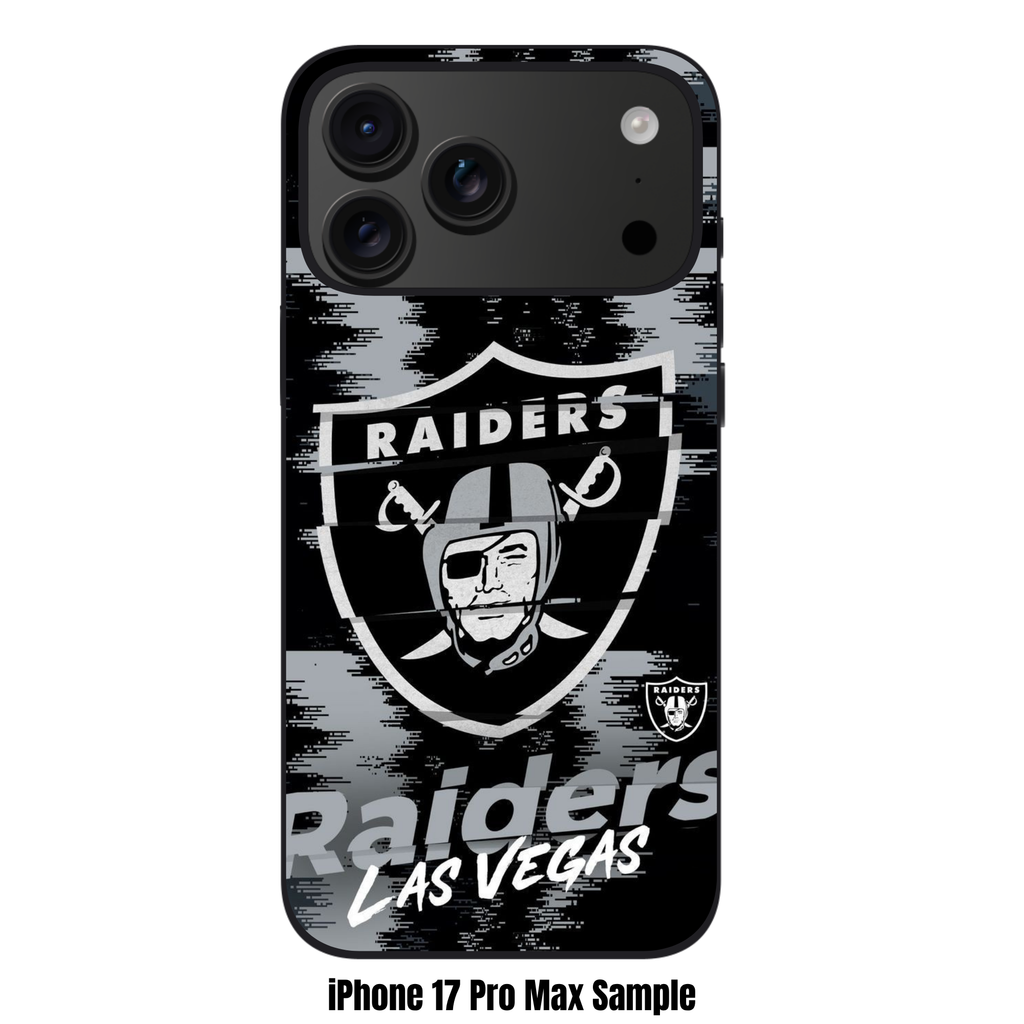 NFL Las Vegas Raiders Phone Case For iPhone Samsung Galaxy Pixel - Las Vegas Raiders Logo And Wordmark On Pixelated Textured Background