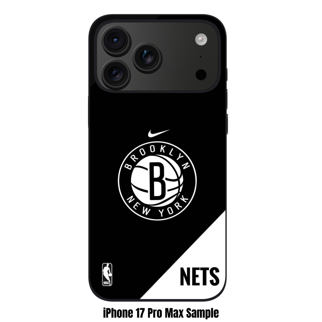 NBA Brooklyn Nets Phone Case For iPhone Samsung Galaxy Pixel - Brooklyn Nets And Nike Logo On Black And White Background