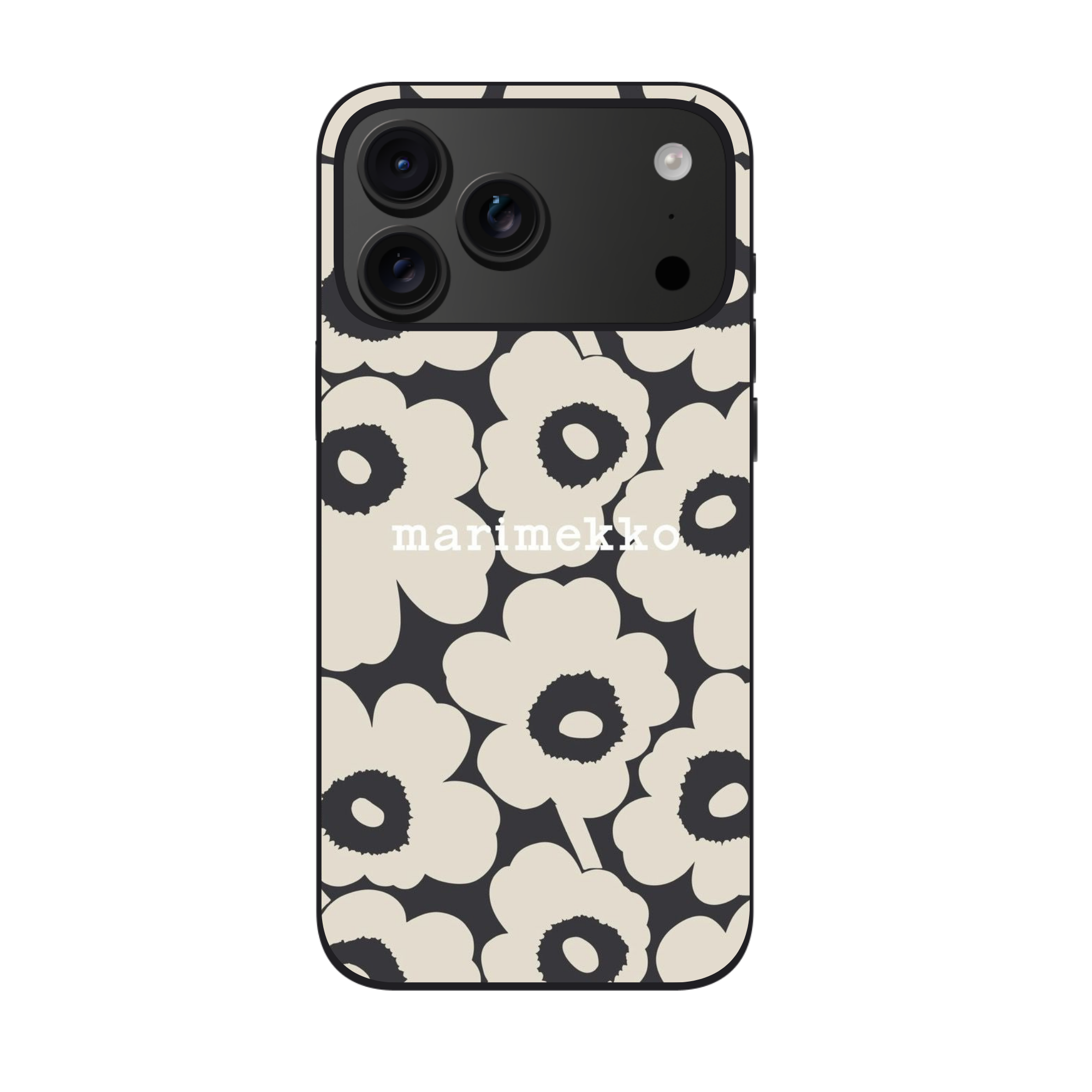 Marimekko Phone Case For iPhone Samsung Galaxy Pixel - Marimekko Unikko Black And Sand Pattern
