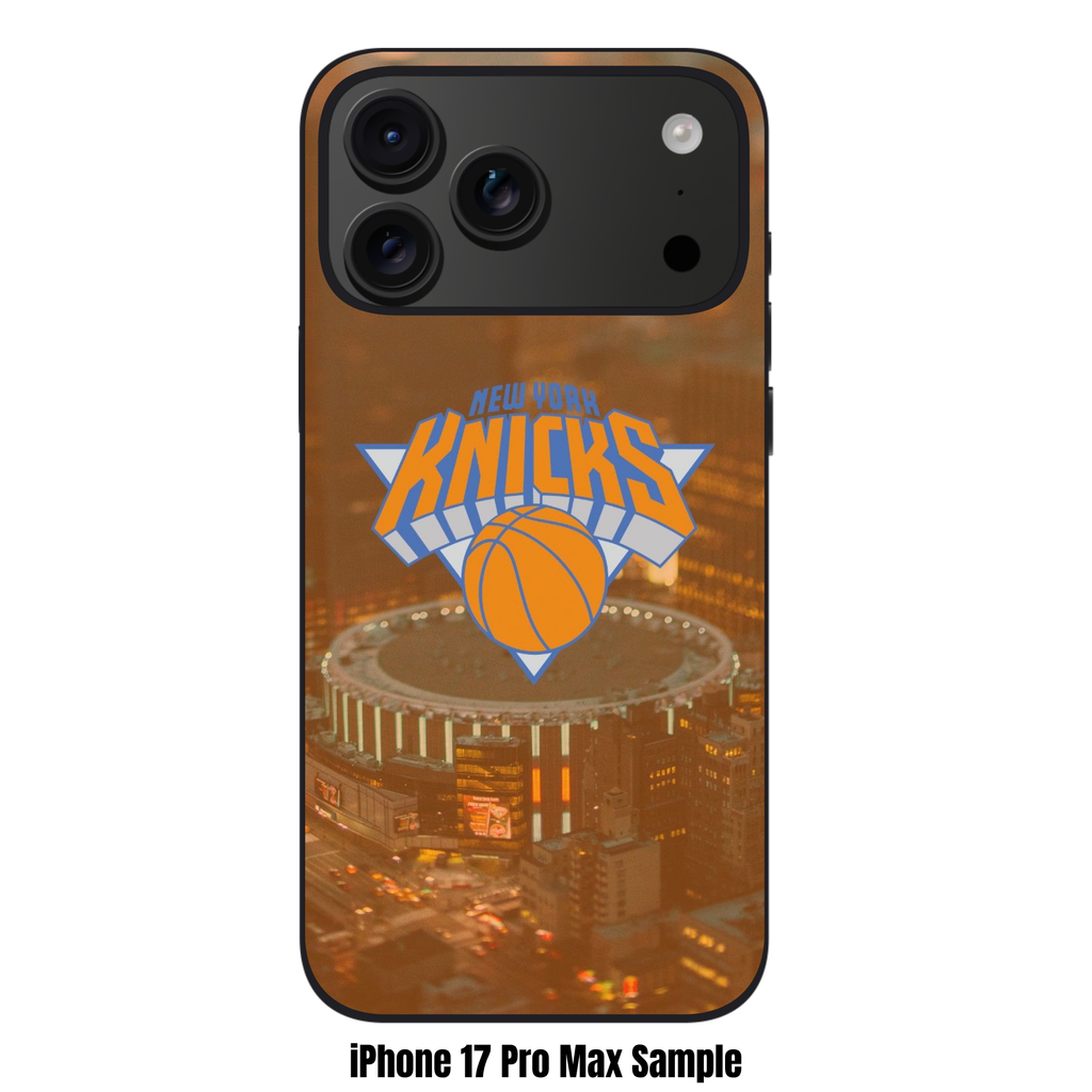 NBA New York Knicks Phone Case For iPhone Samsung Galaxy Pixel - New York Knicks Logo Over Madison Square Garden Background