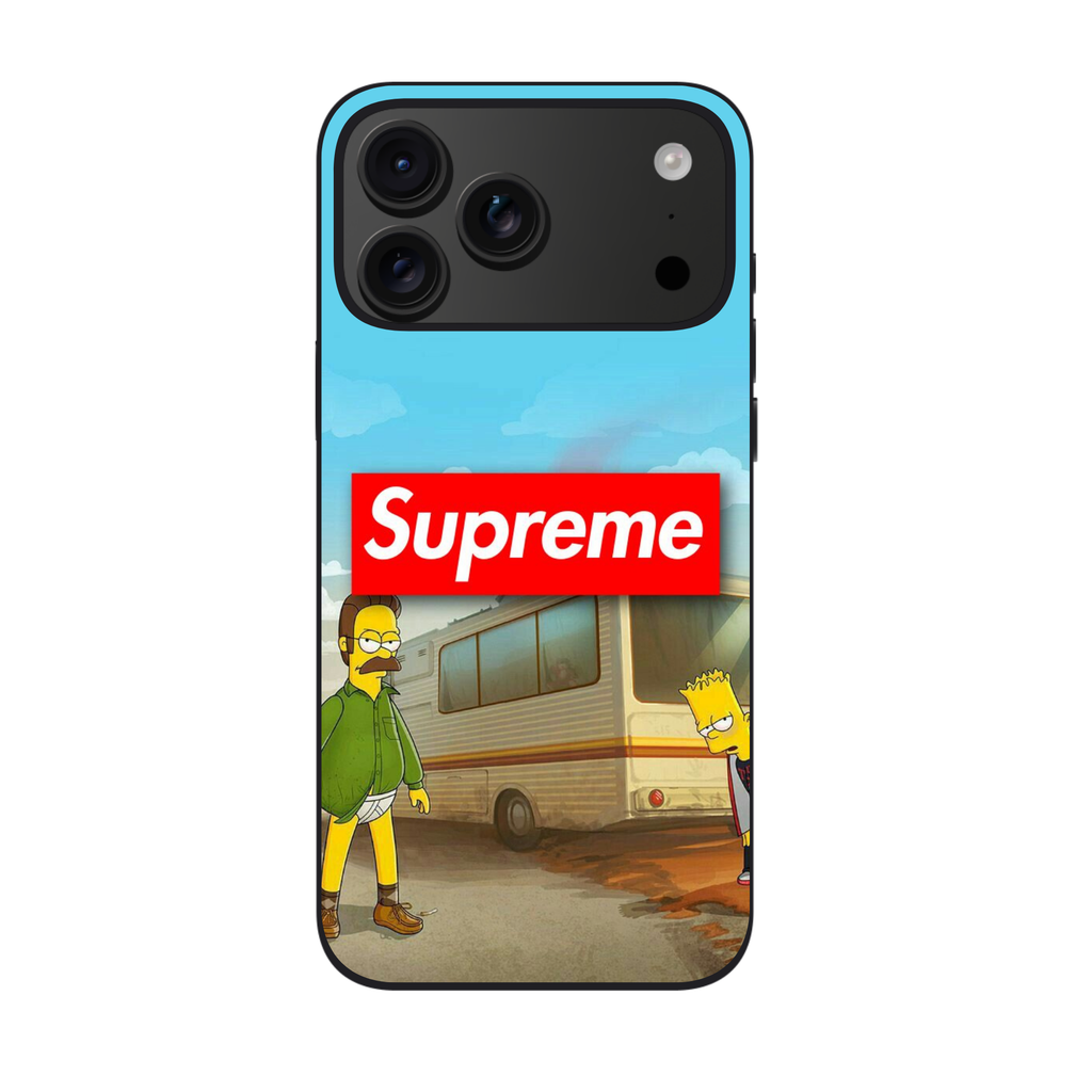 Supreme Bart Simpson Phone Case For iPhone Samsung Galaxy Pixel - Supreme Simpsons Breaking Bad Crossover Walter Flanders And Jesse Simpson Poster