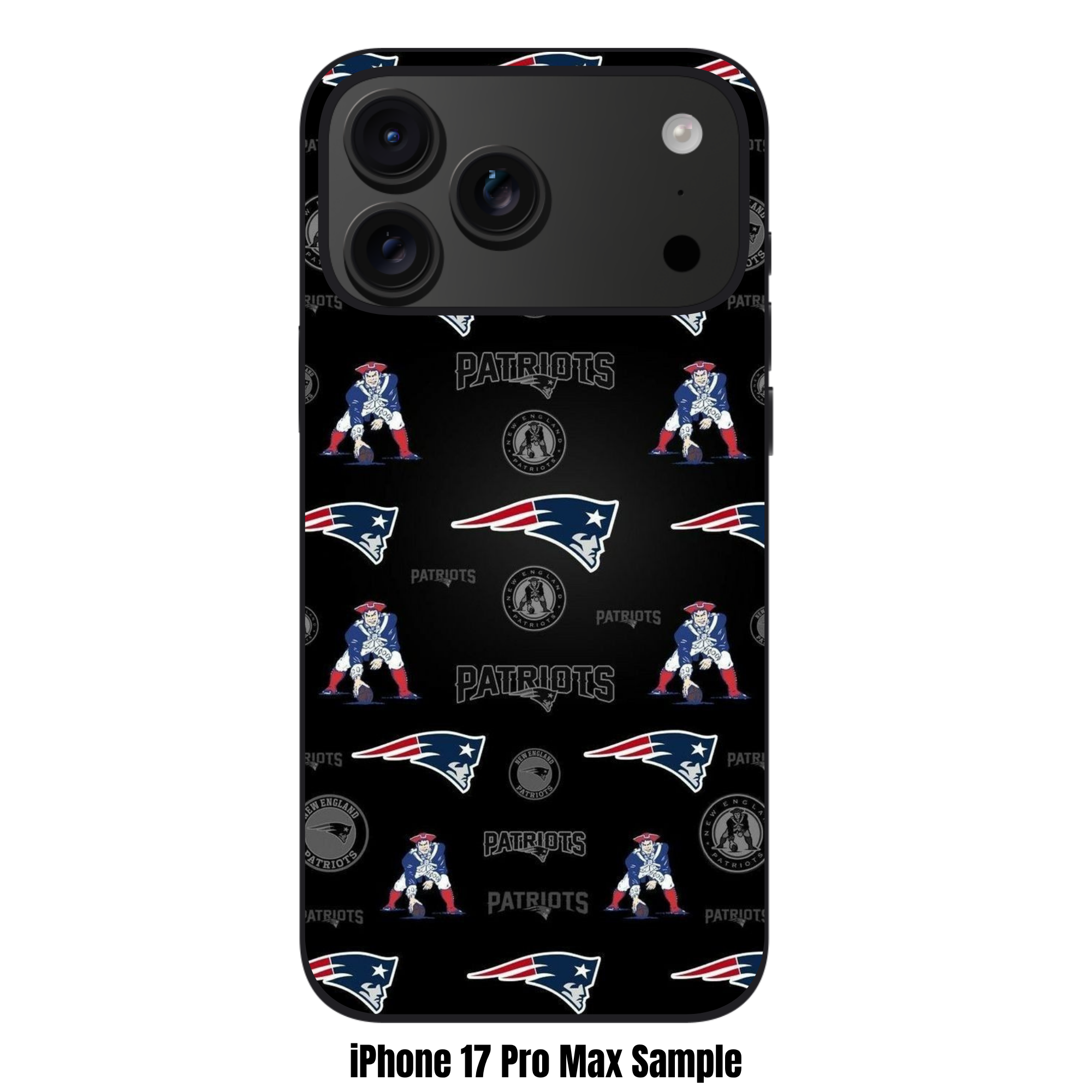 NFL New England Patriots Phone Case For iPhone Samsung Galaxy Pixel - New England Patriots Logo And Pat Patriot Pattern On Black Background