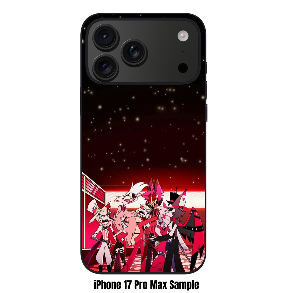 Hazbin Hotel Phone Case For iPhone Samsung Galaxy Pixel - Hazbin Hotel Cast Group Hug Under Starry Night Sky Background