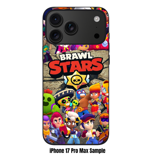 Brawl Stars Phone Case For iPhone Samsung Galaxy Pixel - Brawl Stars Logo And Brawlers Collage On Cracked Rock Background