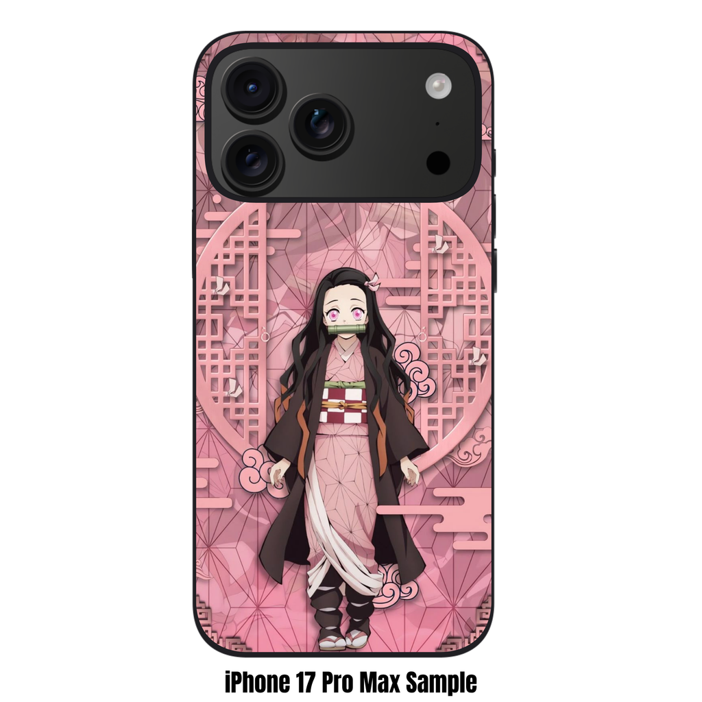 Demon Slayer Nezuko Phone Case For iPhone Samsung Galaxy Pixel - Nezuko Kamado Pink Asanoha Pattern Aesthetic Poster