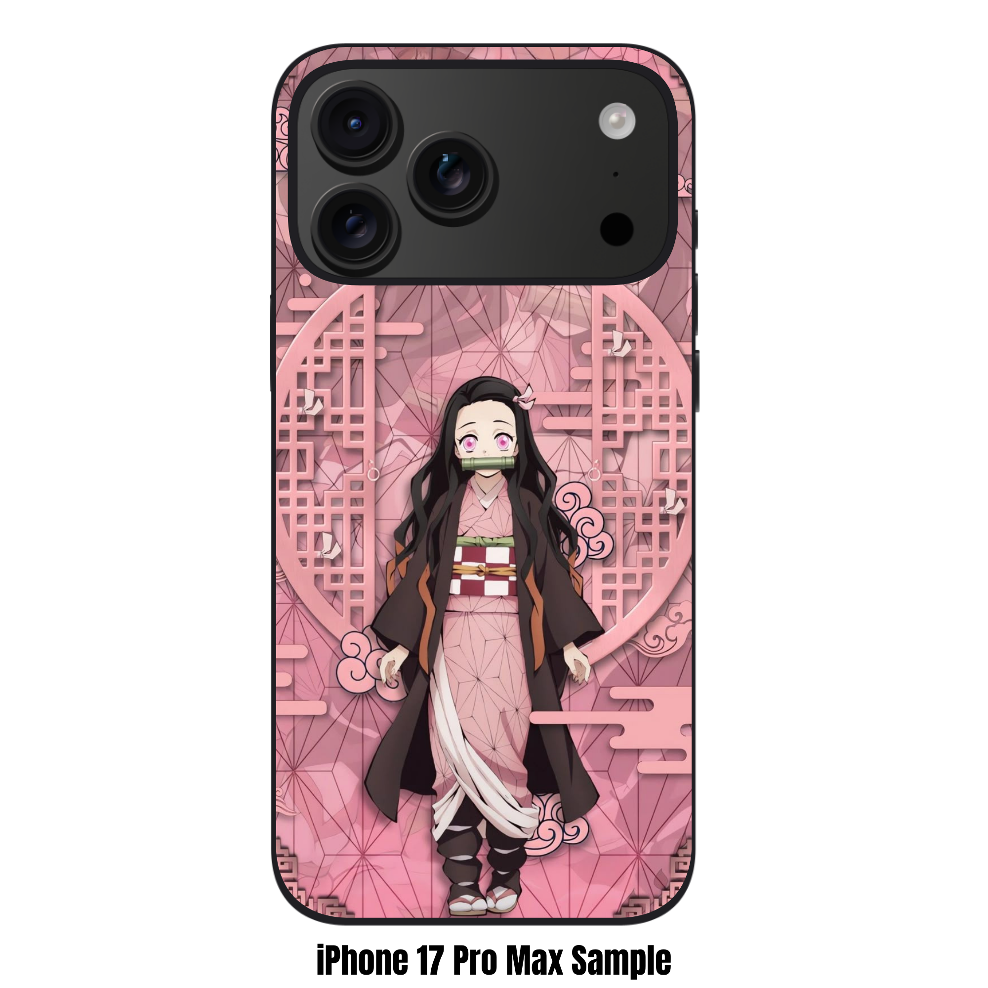 Demon Slayer Nezuko Phone Case For iPhone Samsung Galaxy Pixel - Nezuko Kamado Pink Asanoha Pattern Aesthetic Poster
