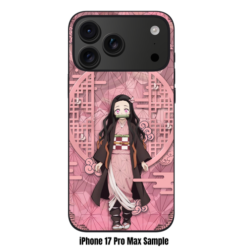 Demon Slayer Nezuko Phone Case For iPhone Samsung Galaxy Pixel - Nezuko Kamado Pink Asanoha Pattern Aesthetic Poster