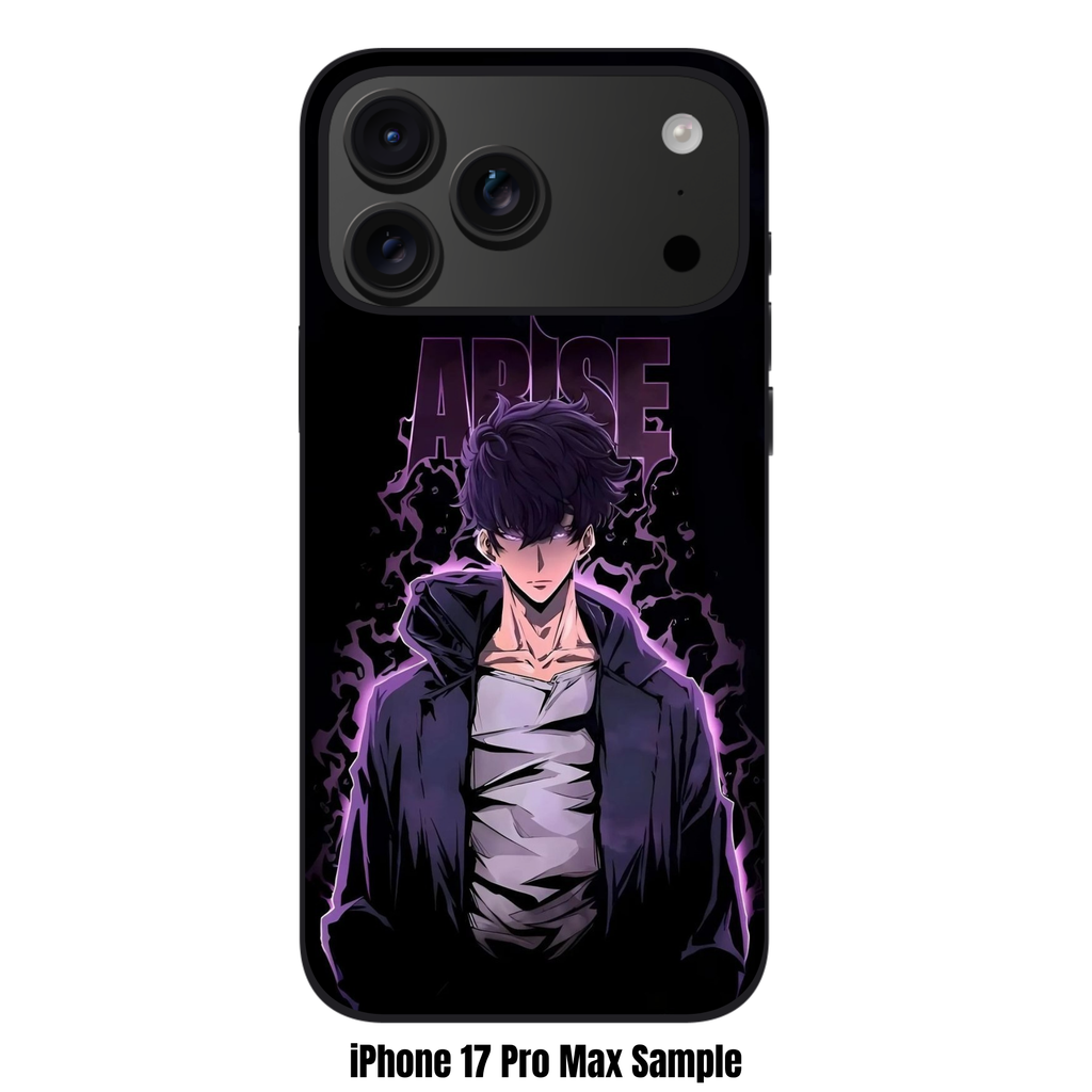 Solo Leveling Sung Jin woo Phone Case For iPhone Samsung Galaxy Pixel - Sung Jin woo With Purple Aura And Arise Text On Black Background