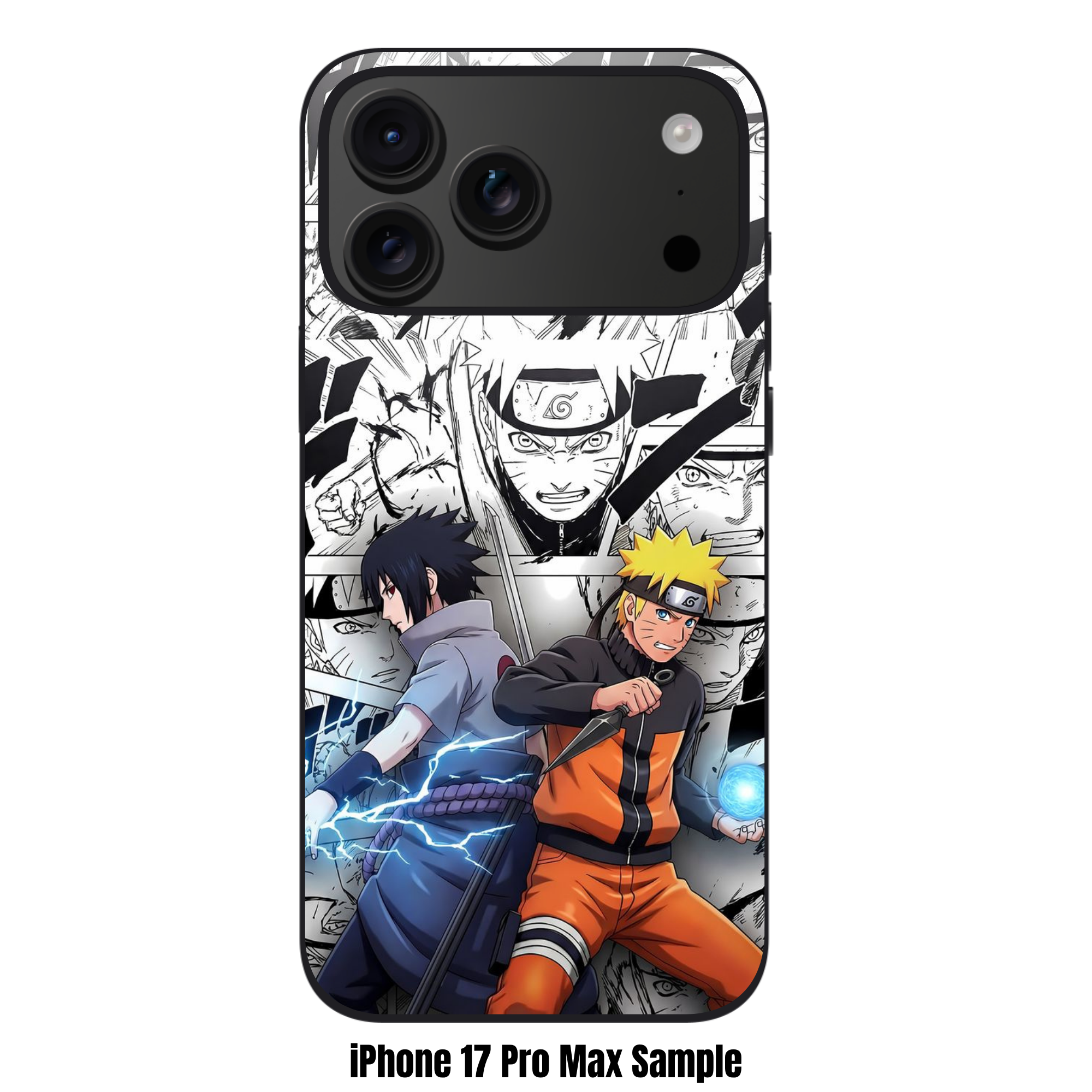 Naruto Phone Case For iPhone Samsung Galaxy Pixel - Naruto Uzumaki And Sasuke Uchiha With Chidori And Rasengan Over Manga Panels