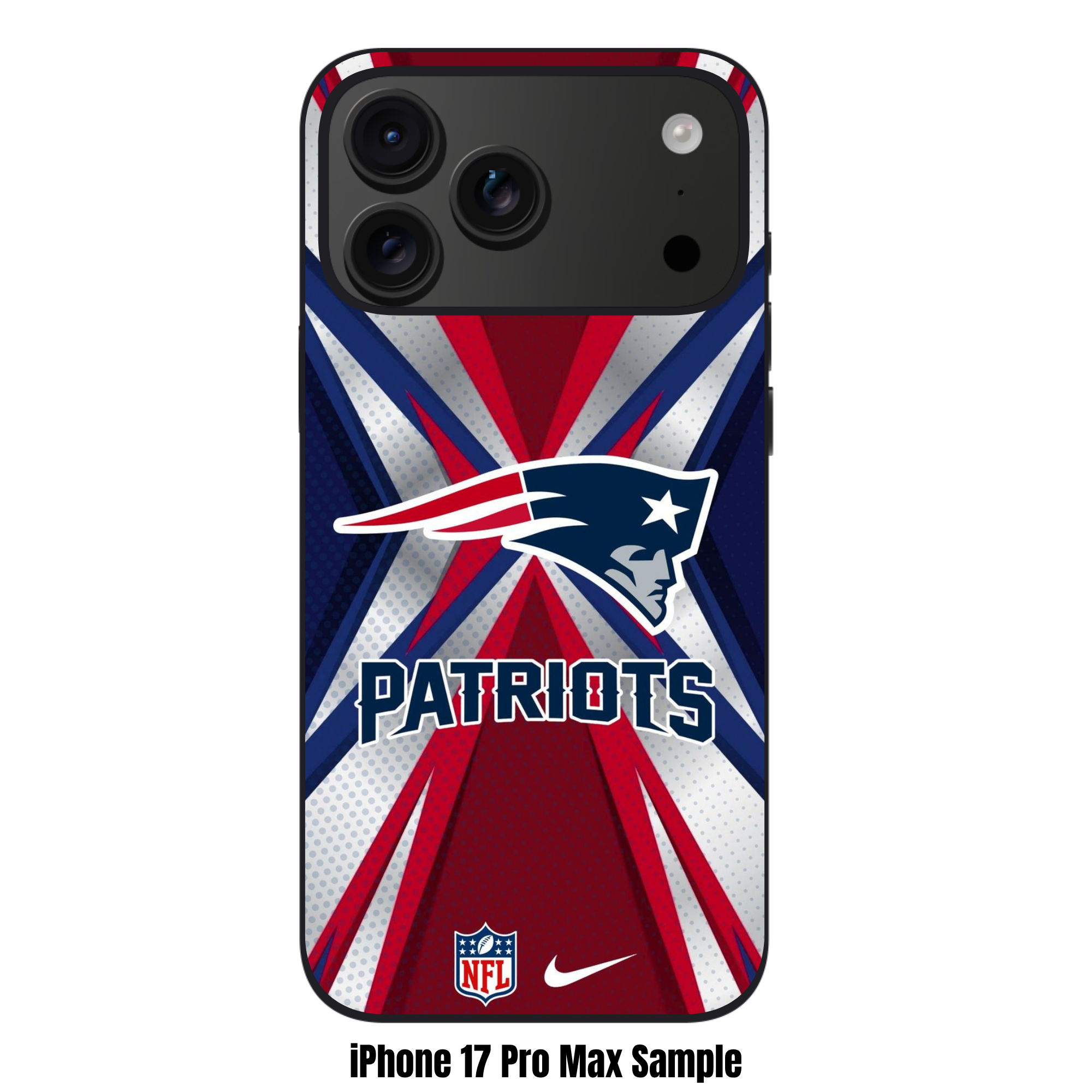 NFL New England Patriots Phone Case For iPhone Samsung Galaxy Pixel - New England Patriots Logo And Wordmark On Red And Blue Mesh Background