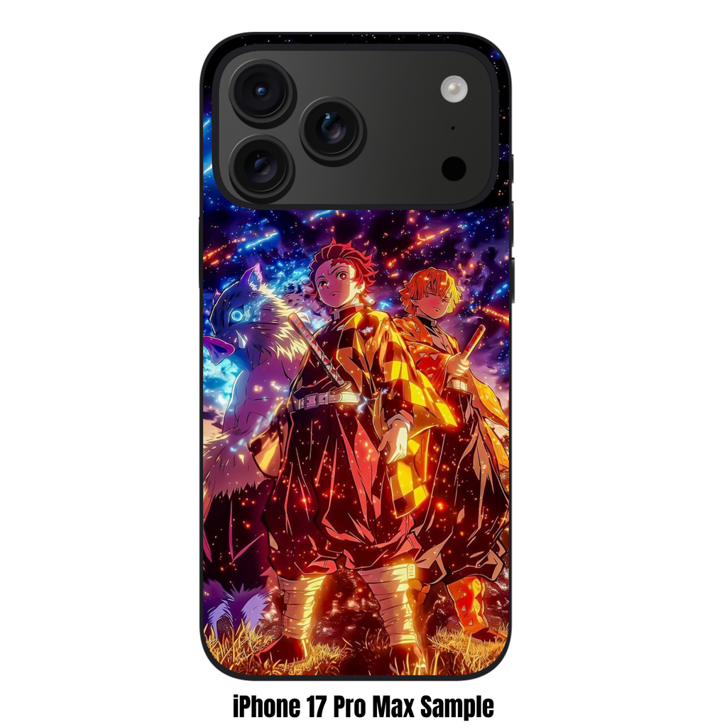 Demon Slayer Phone Case For iPhone Samsung Galaxy Pixel - The Demon Slayer Trio Under A Meteor Shower Art