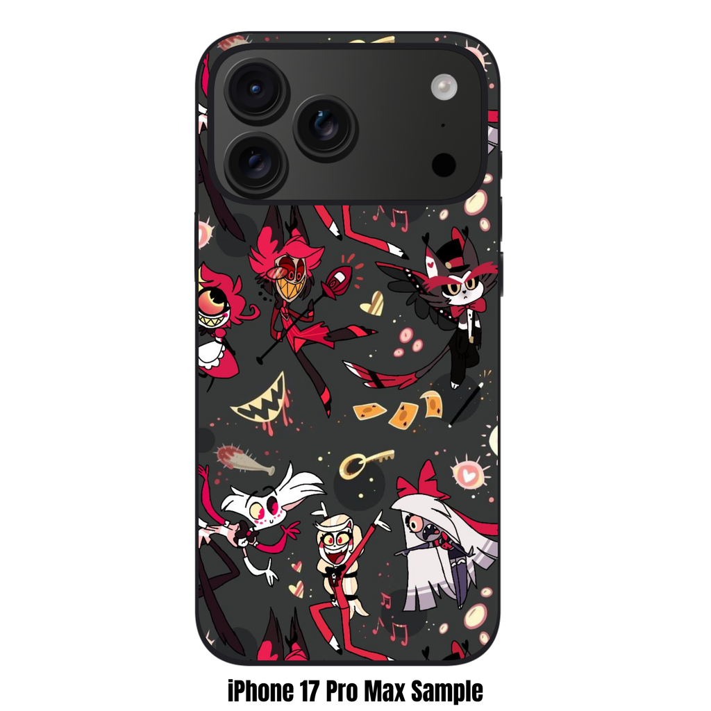 Hazbin Hotel Phone Case For iPhone Samsung Galaxy Pixel - Hazbin Hotel Cast Pattern On Dark Background