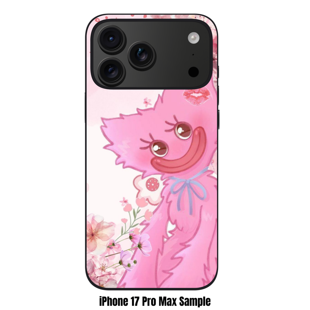 Poppy Playtime Kissy Missy Phone Case For iPhone Samsung Galaxy Pixel - Kissy Missy And Pink Cherry Blossom Background