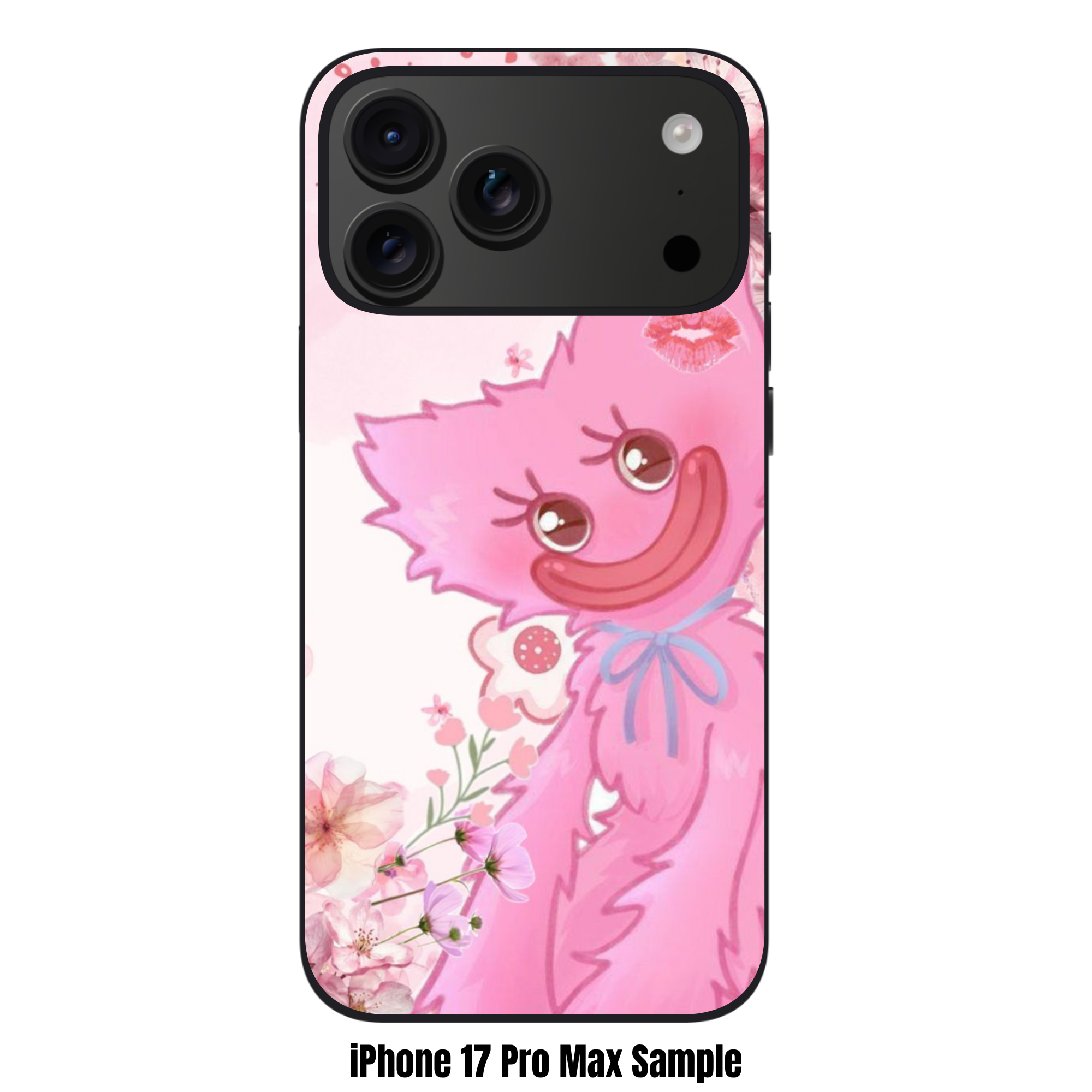Poppy Playtime Kissy Missy Phone Case For iPhone Samsung Galaxy Pixel - Kissy Missy And Pink Cherry Blossom Background