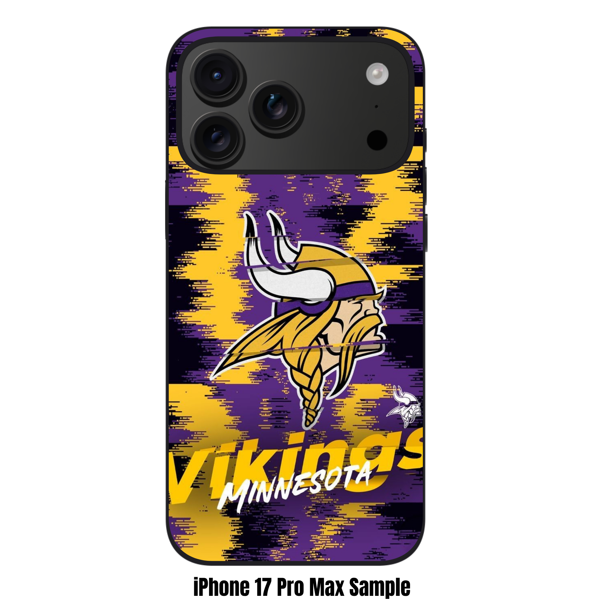 NFL Minnesota Vikings Phone Case For iPhone Samsung Galaxy Pixel - Minnesota Vikings Logo And Wordmark On Pixelated Textured Background