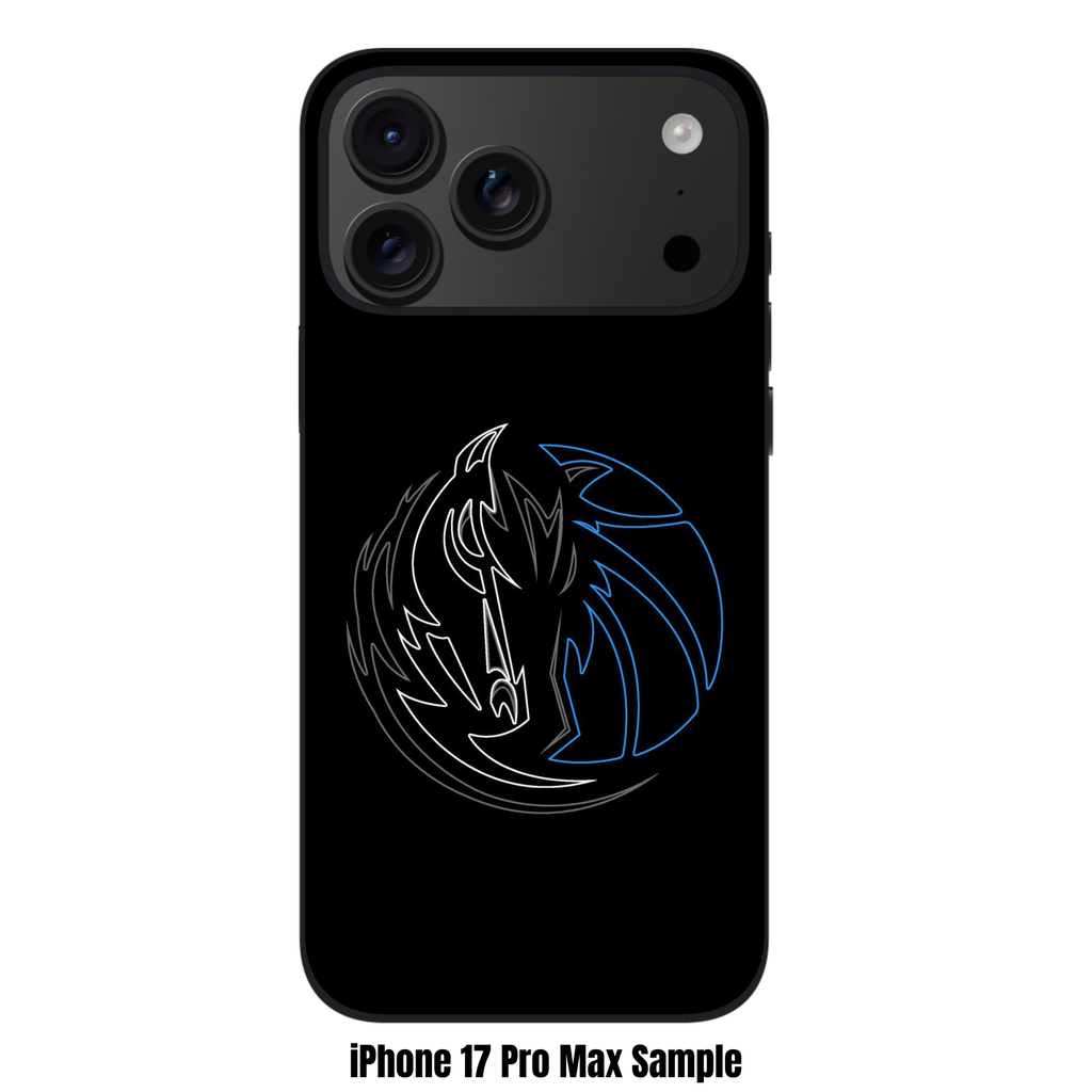 NBA Dallas Mavericks Phone Case For iPhone Samsung Galaxy Pixel - Dallas Mavericks Neon Horse Logo On Black Background