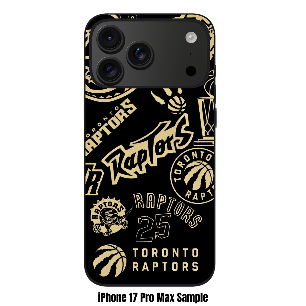 NBA Toronto Raptors Phone Case For iPhone Samsung Galaxy Pixel - Toronto Raptors Various Logos And Wordmarks On Black Background