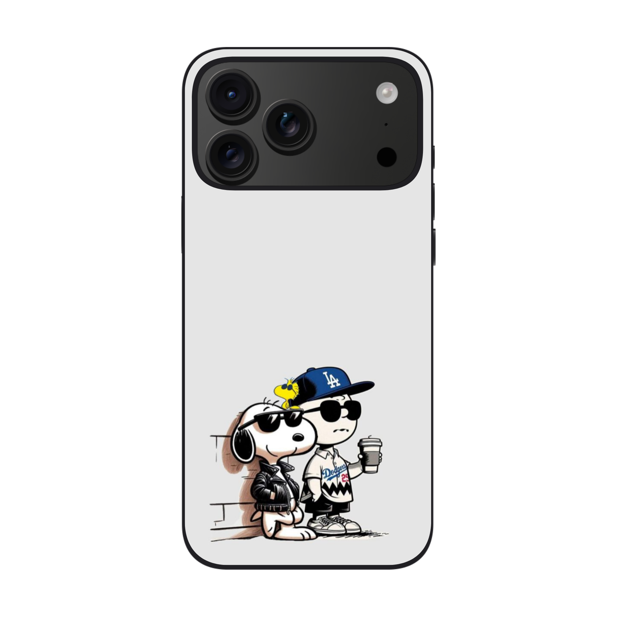 Peanuts Snoopy Phone Case For iPhone Samsung Galaxy Pixel - Peanuts Snoopy And Charlie Brown Dodgers On White Background