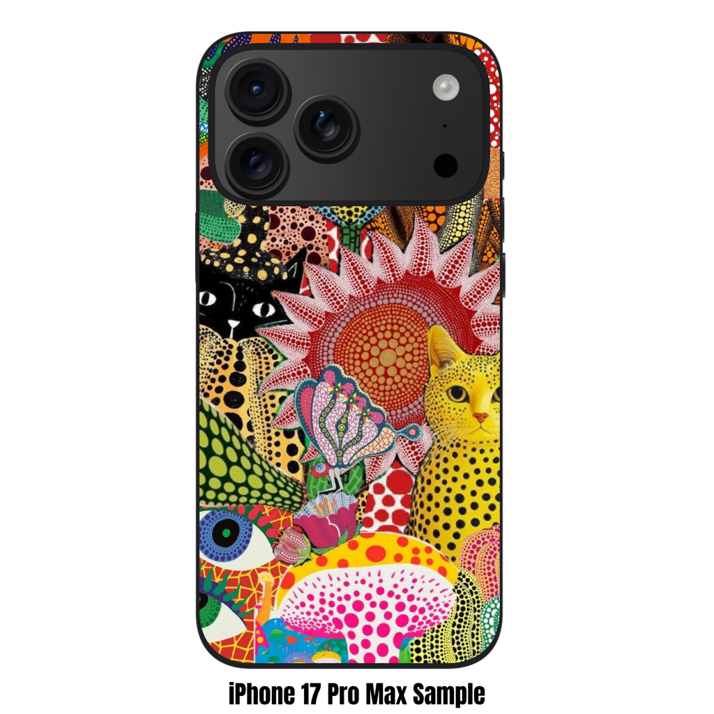Yayoi Kusama Phone Case For iPhone Samsung Galaxy Pixel - Polka Dot Collage With Cats And Mushrooms