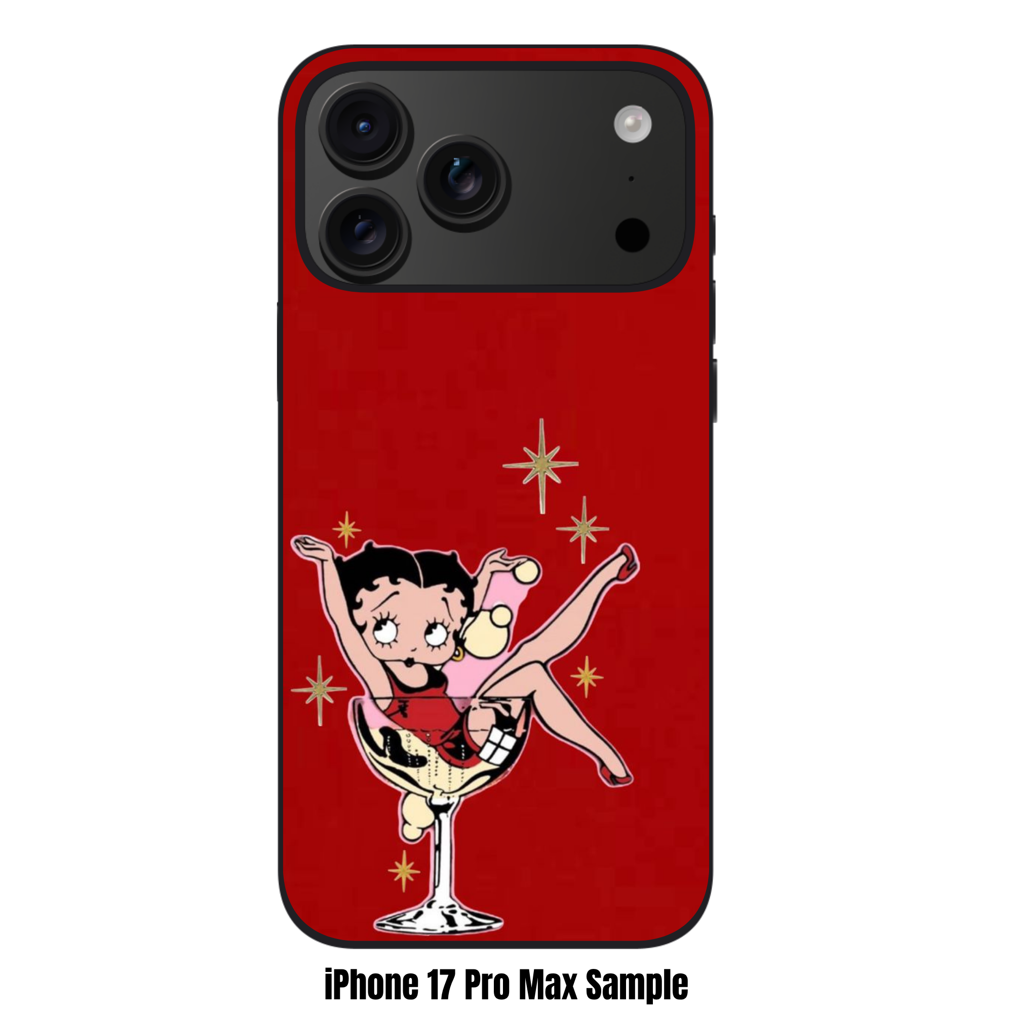 Betty Boop Phone Case For iPhone Samsung Galaxy Pixel - Betty Boop Sitting In A Martini Glass On Red Background