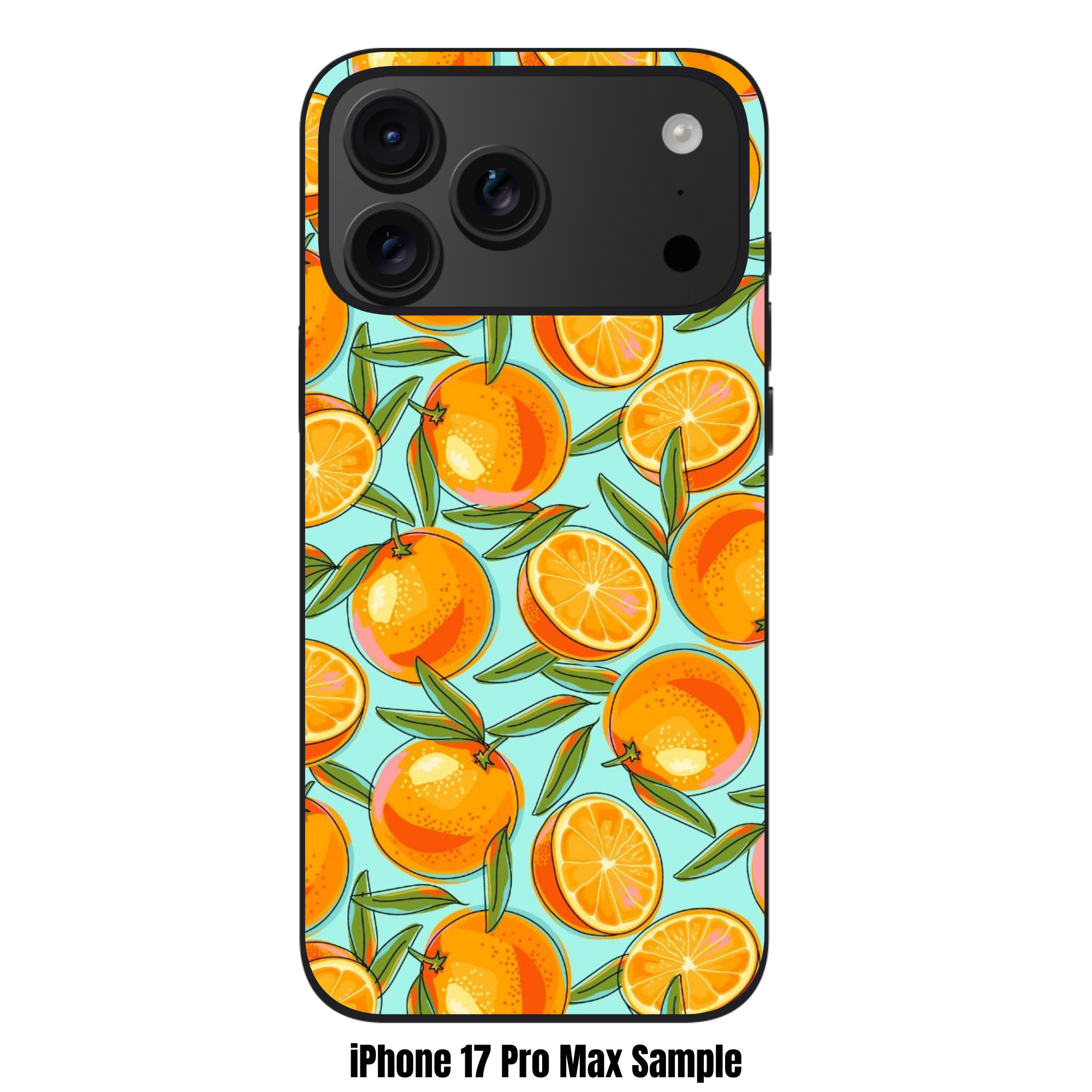 Orange Pattern Phone Case For iPhone Samsung Galaxy Pixel - Graphic Orange Pattern In Light Blue Background