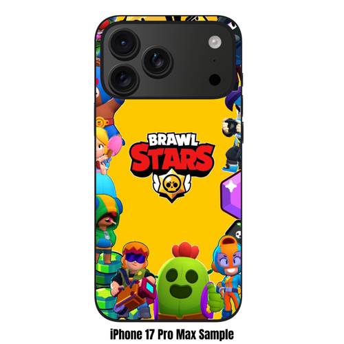 Brawl Stars Phone Case For iPhone Samsung Galaxy Pixel - Brawl Stars Logo And Brawlers Collage On Yellow Background