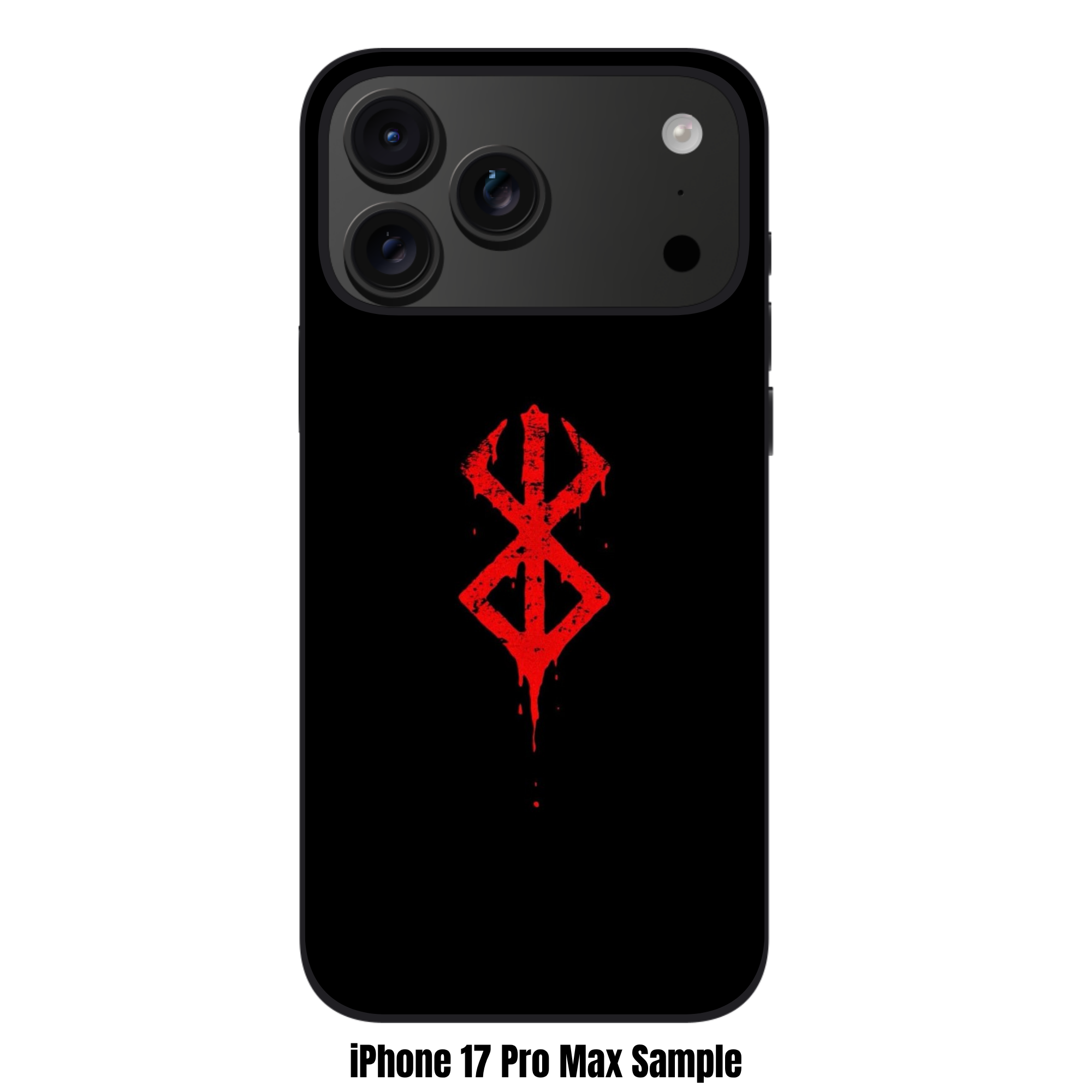 Berserk Phone Case For iPhone Samsung Galaxy Pixel - Brand Of Sacrifice With Red Distressed Texture On Black Background