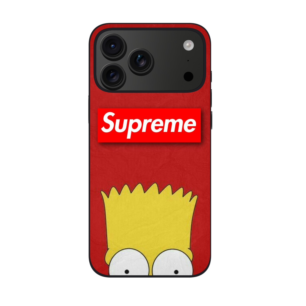 Supreme Bart Simpson Phone Case For iPhone Samsung Galaxy Pixel - Supreme Logo Bart Simpson On Red Background