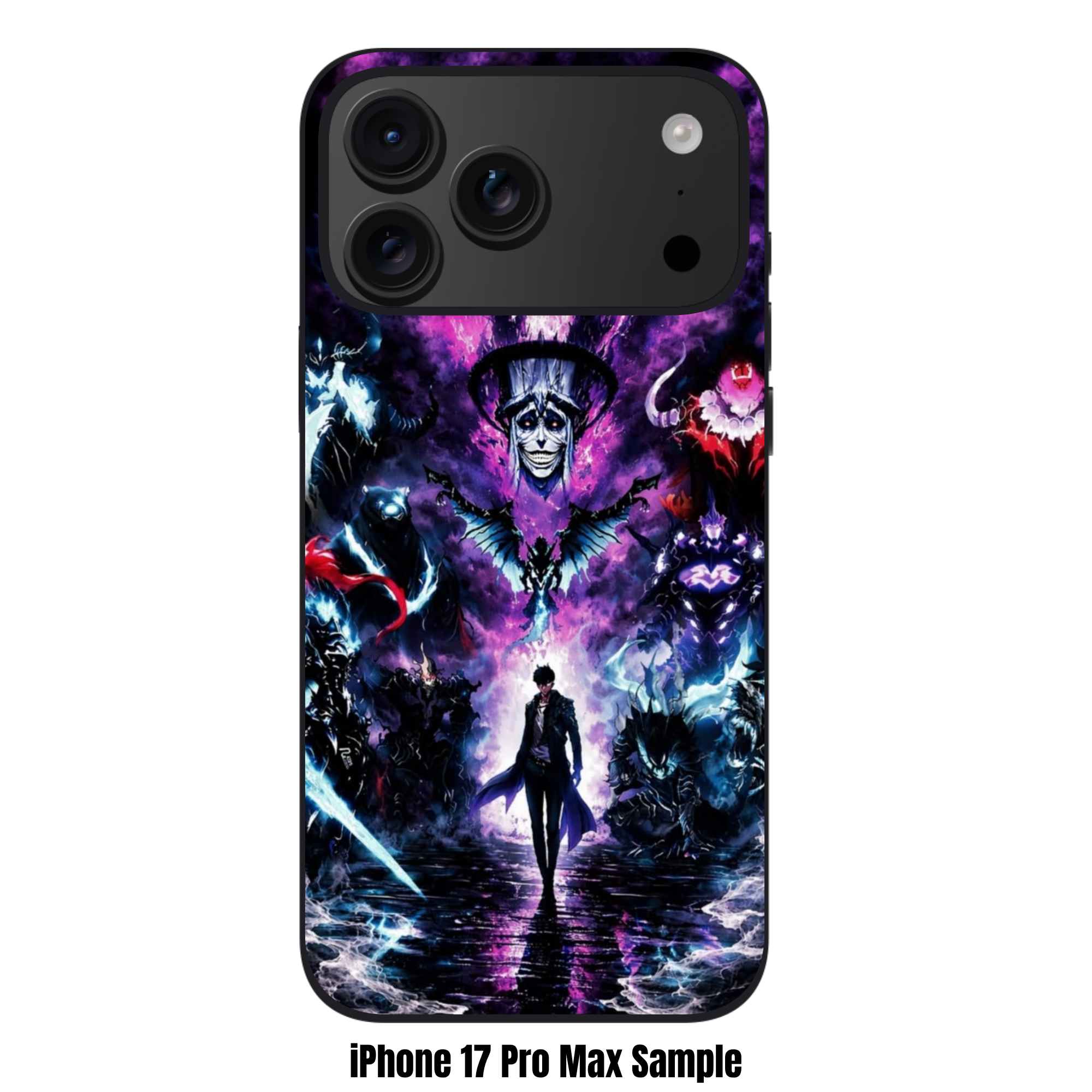 Solo Leveling Sung Jin woo Phone Case For iPhone Samsung Galaxy Pixel - Sung Jin woo Walking Forward Surrounded By Shadow Soldiers On Dark Purple Smoke Background