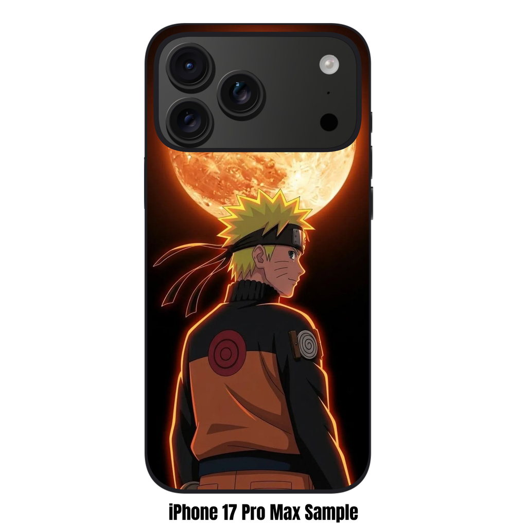 Naruto Phone Case For iPhone Samsung Galaxy Pixel - Naruto Uzumaki Looking Back Under A Large Glowing Orange Moon