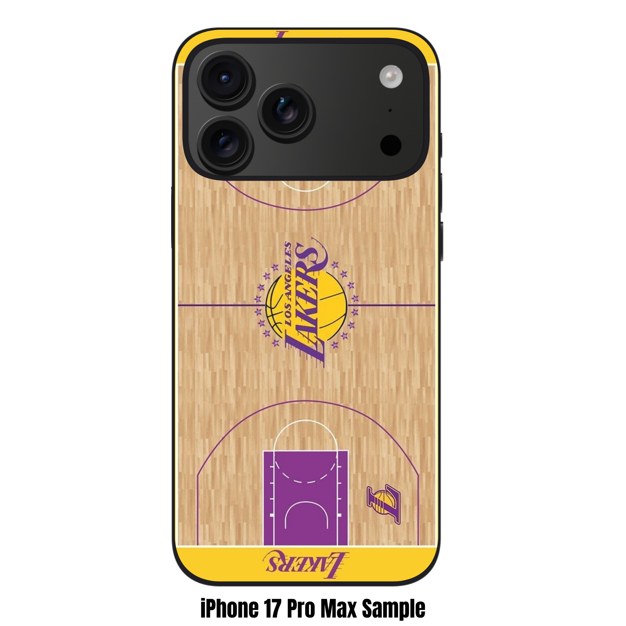 NBA Los Angeles Lakers Phone Case For iPhone Samsung Galaxy Pixel - Los Angeles Lakers Logo On Basketball Court Background