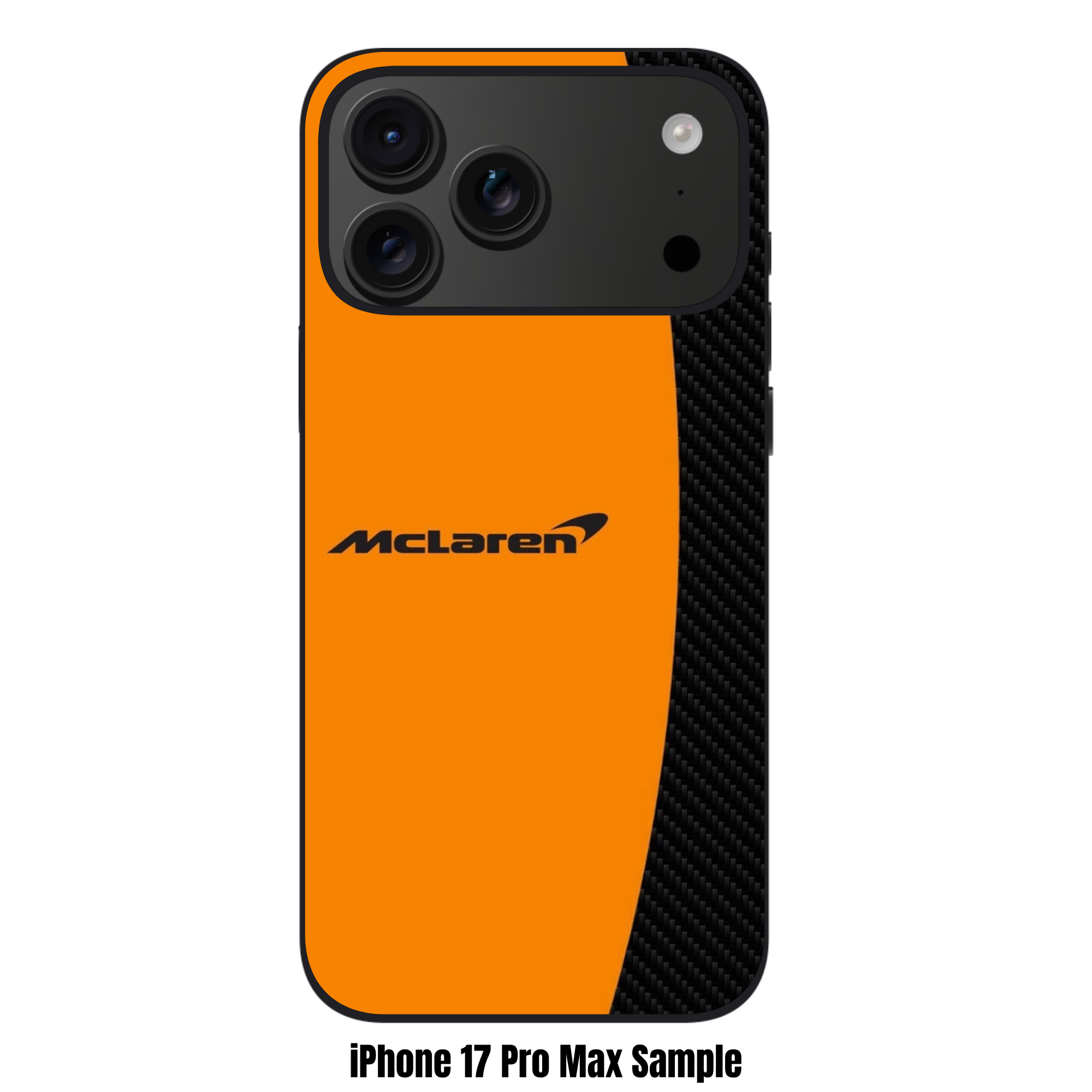 F1 Formula 1 McLaren Phone Case For iPhone Samsung Galaxy Pixel - McLaren Logo And Wordmark On Orange And Carbon Fiber Background