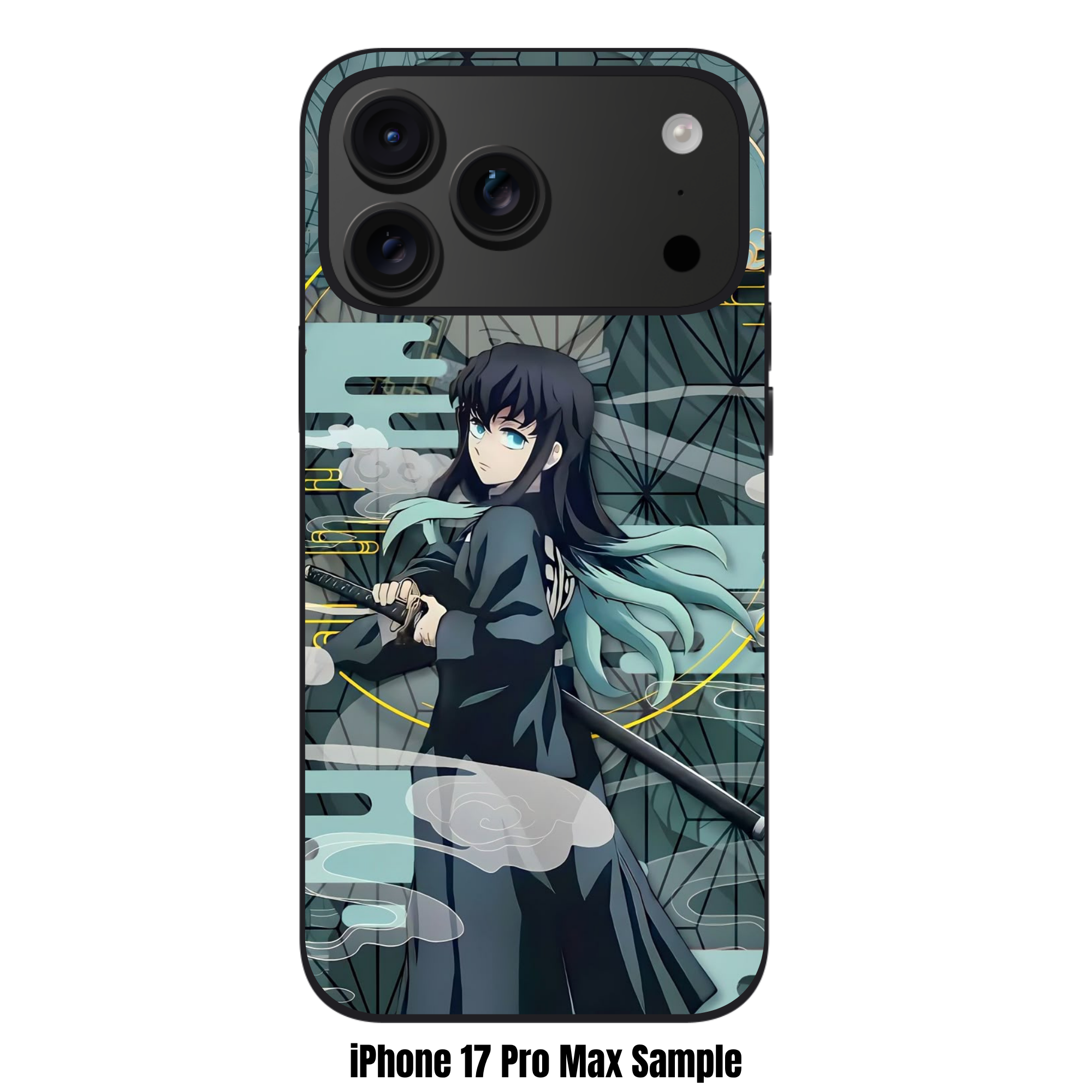 Demon Slayer Muichiro Phone Case For iPhone Samsung Galaxy Pixel - Muichiro Tokito The Mist Hashira Geometric Aesthetic Poster